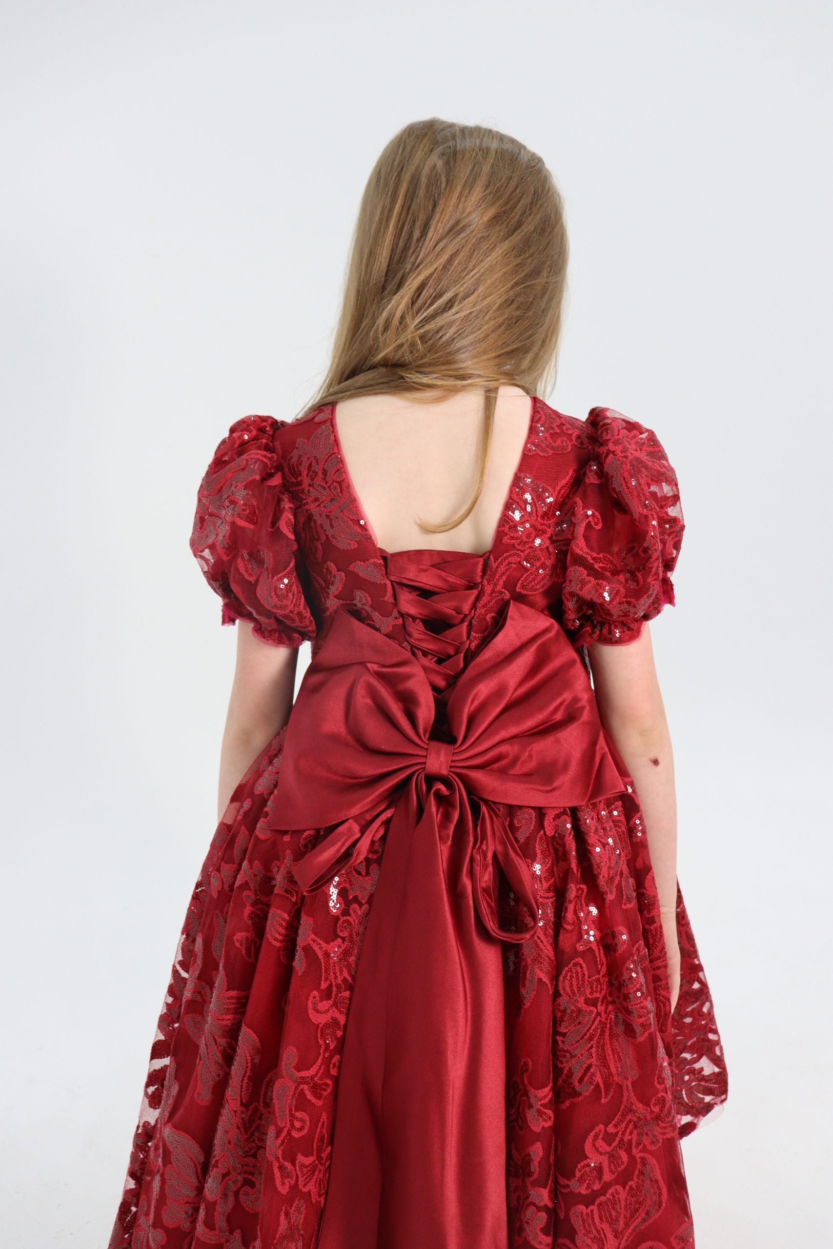 Luxury Handmade High Low Maroon Dress
