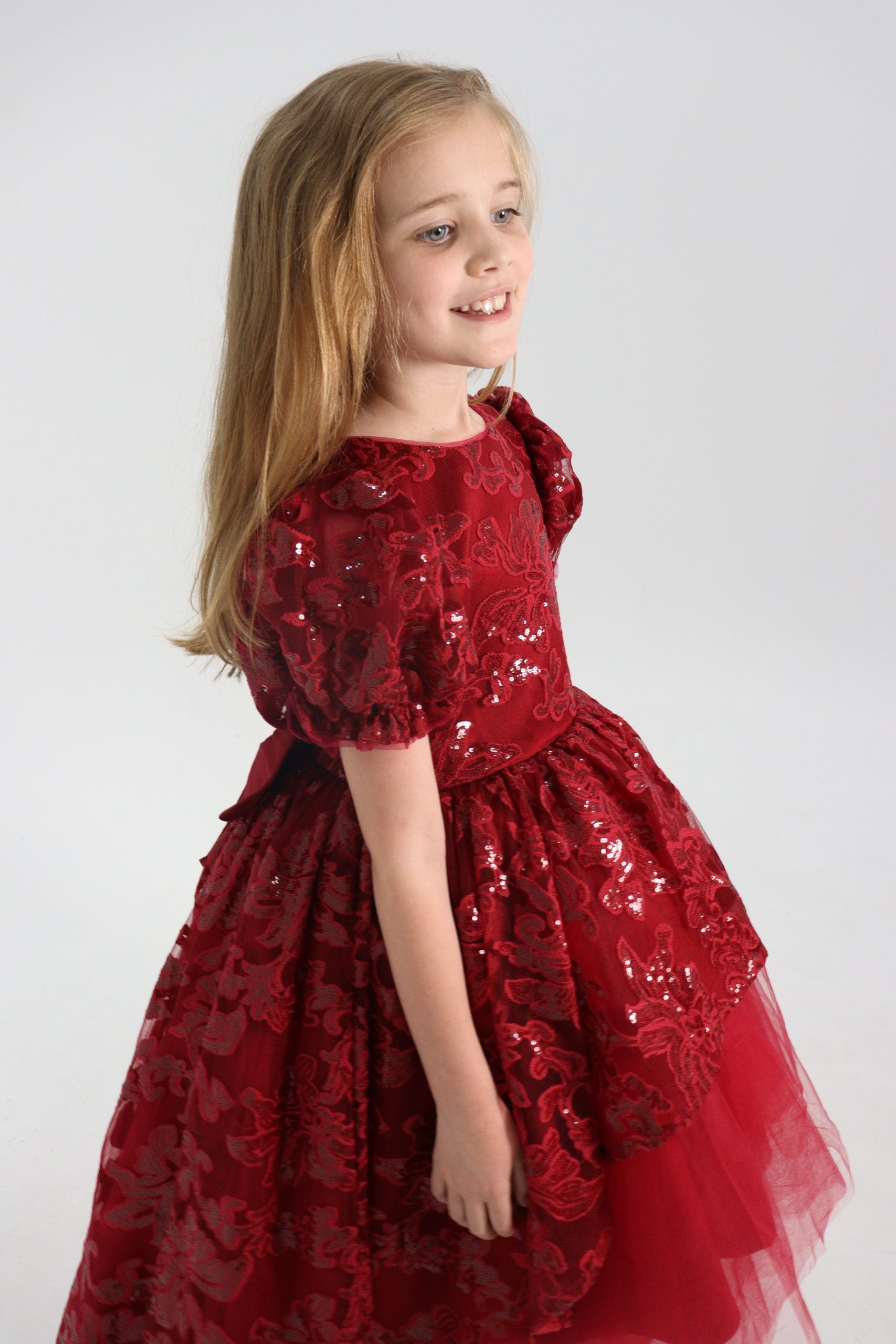 Luxury Handmade High Low Maroon Dress