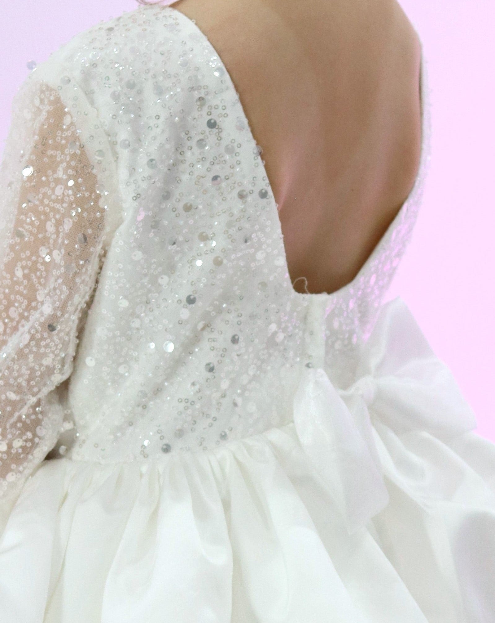 Full Sleeves Sequin Satin Dress