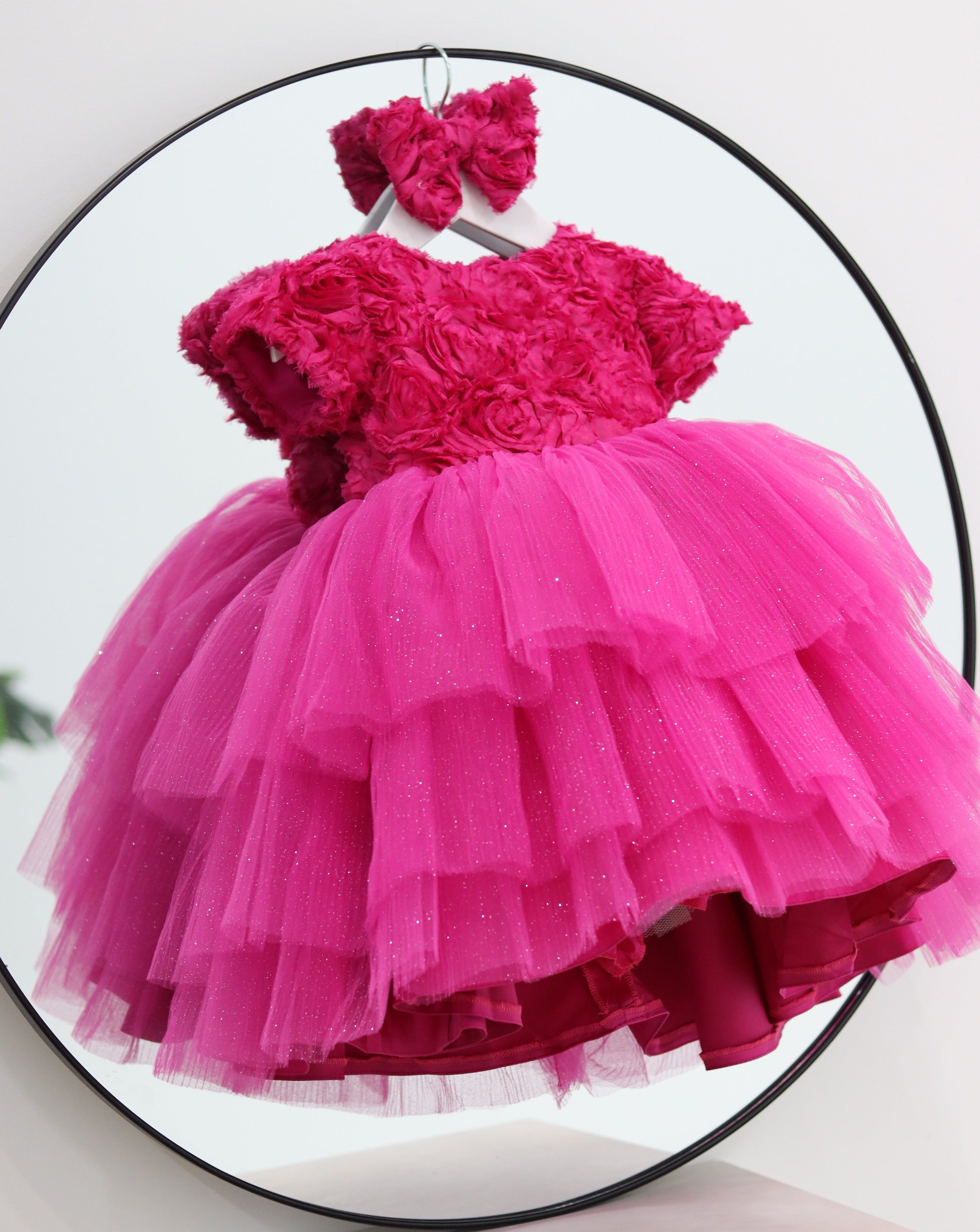 Baby Girl First Birthday Dress - Fuchsia Pink