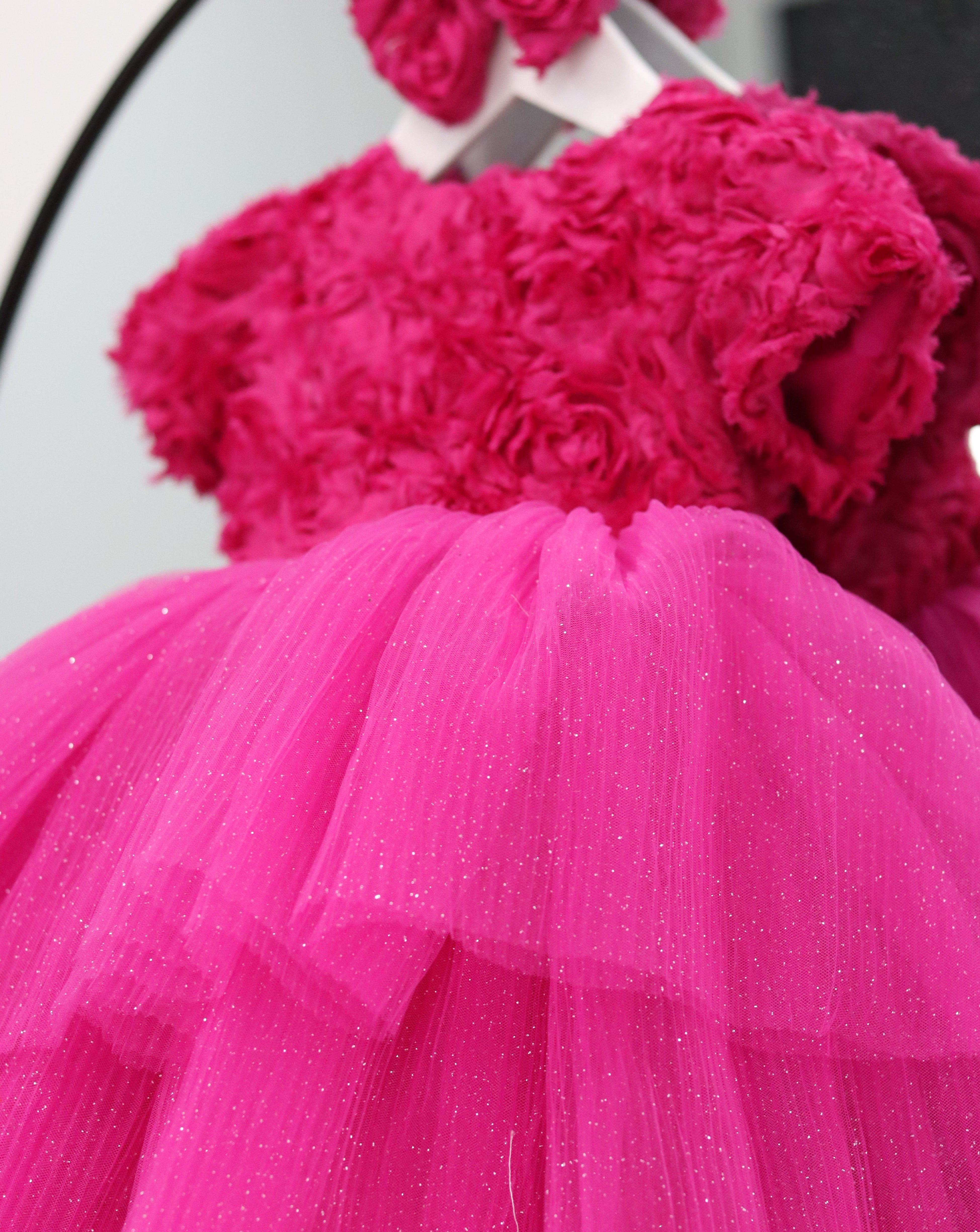 Baby Girl First Birthday Dress - Fuchsia Pink