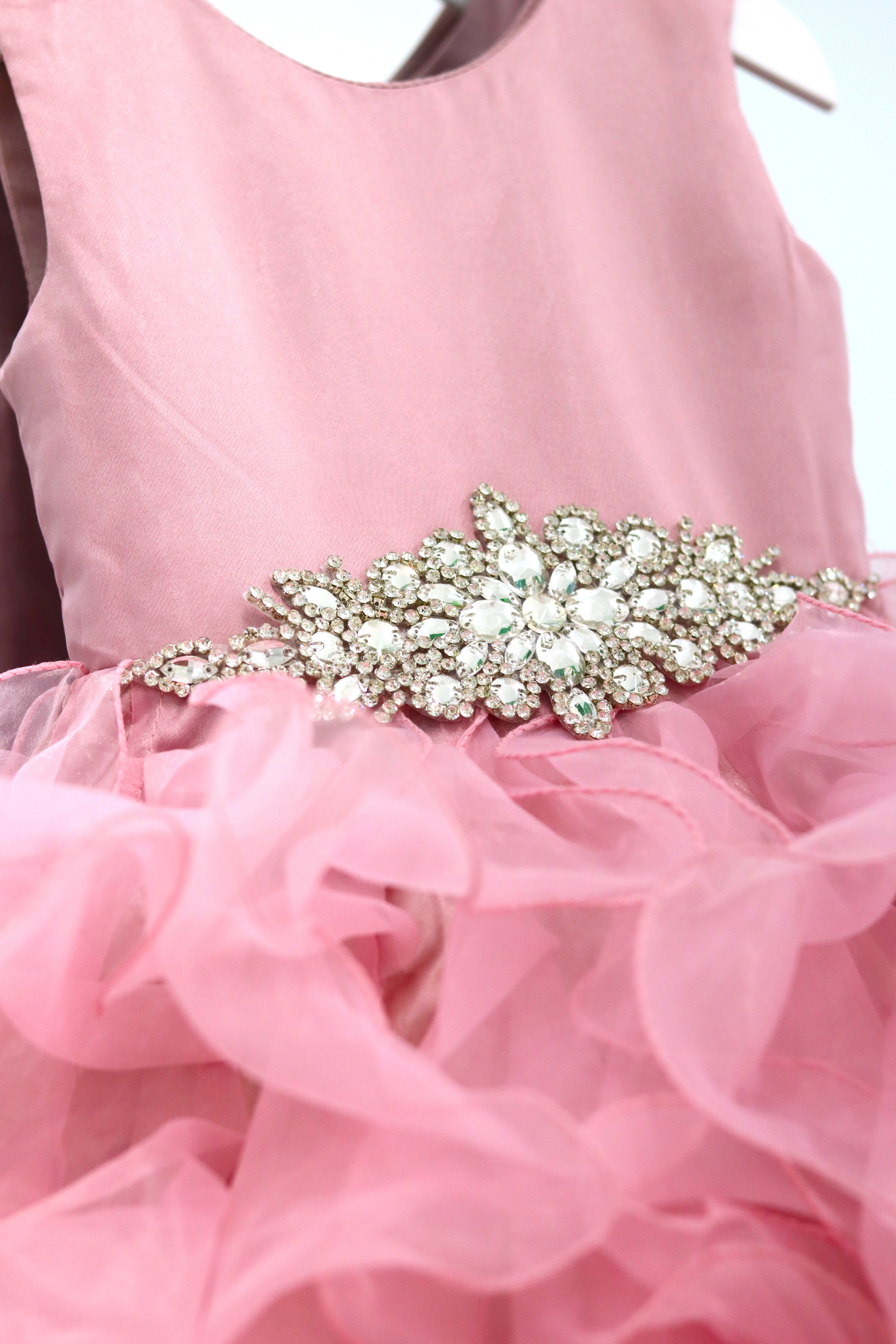 Mauve Ruffle Ball Gown - Organza Dress