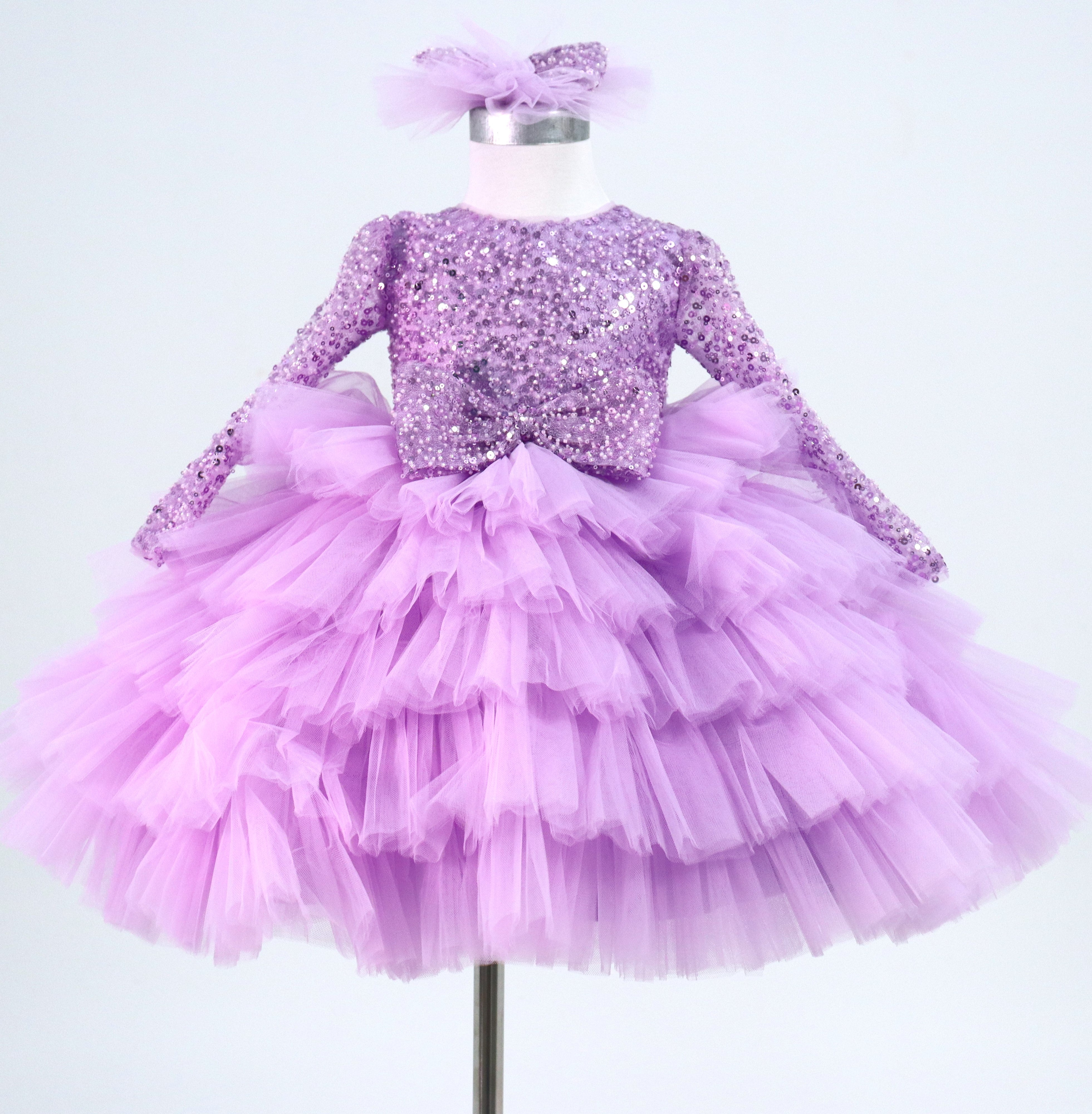 First Birthday Princess Dress For Baby Girl- Lilac