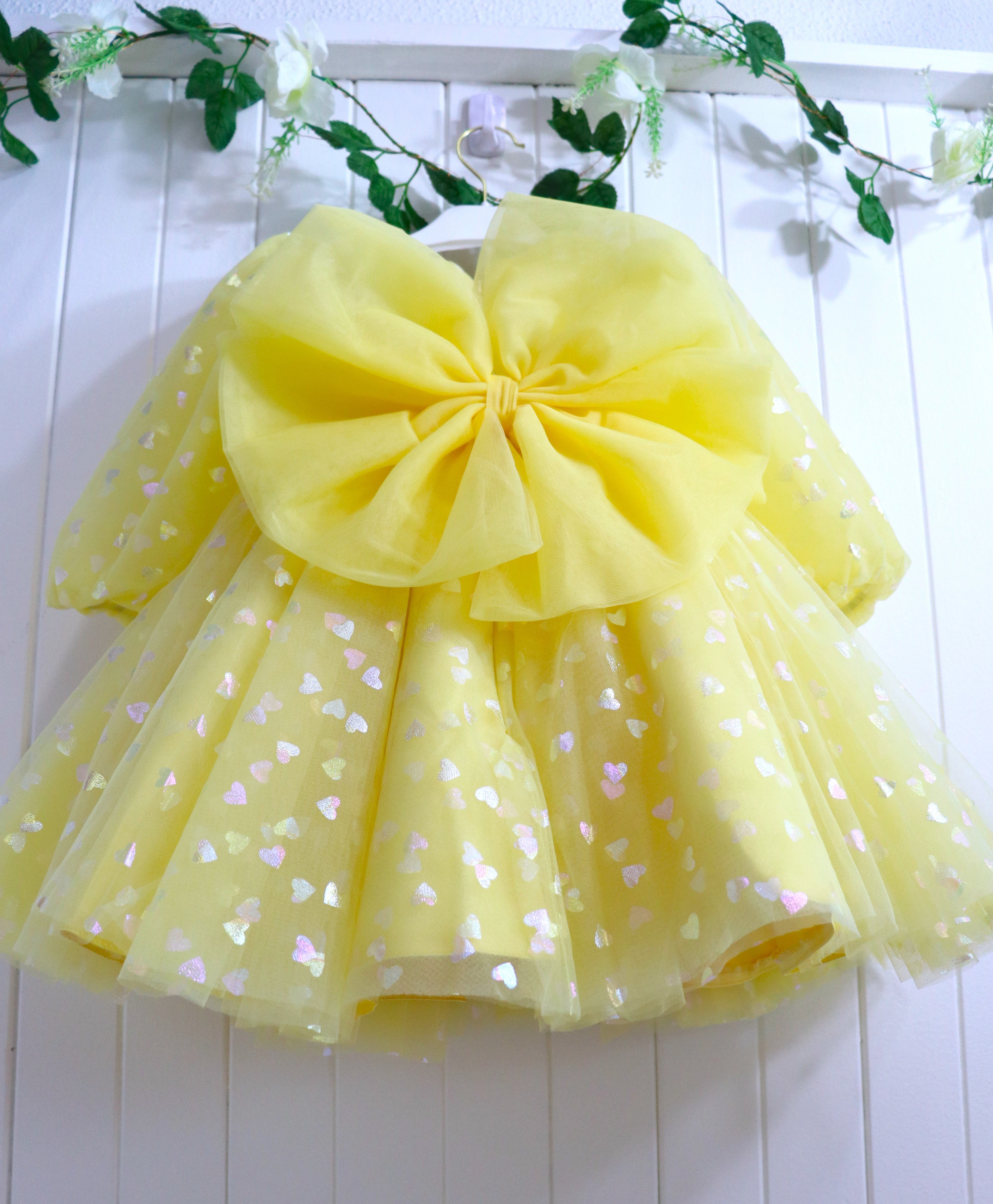 Baby Girl First Birthday Dress -Yellow/Green