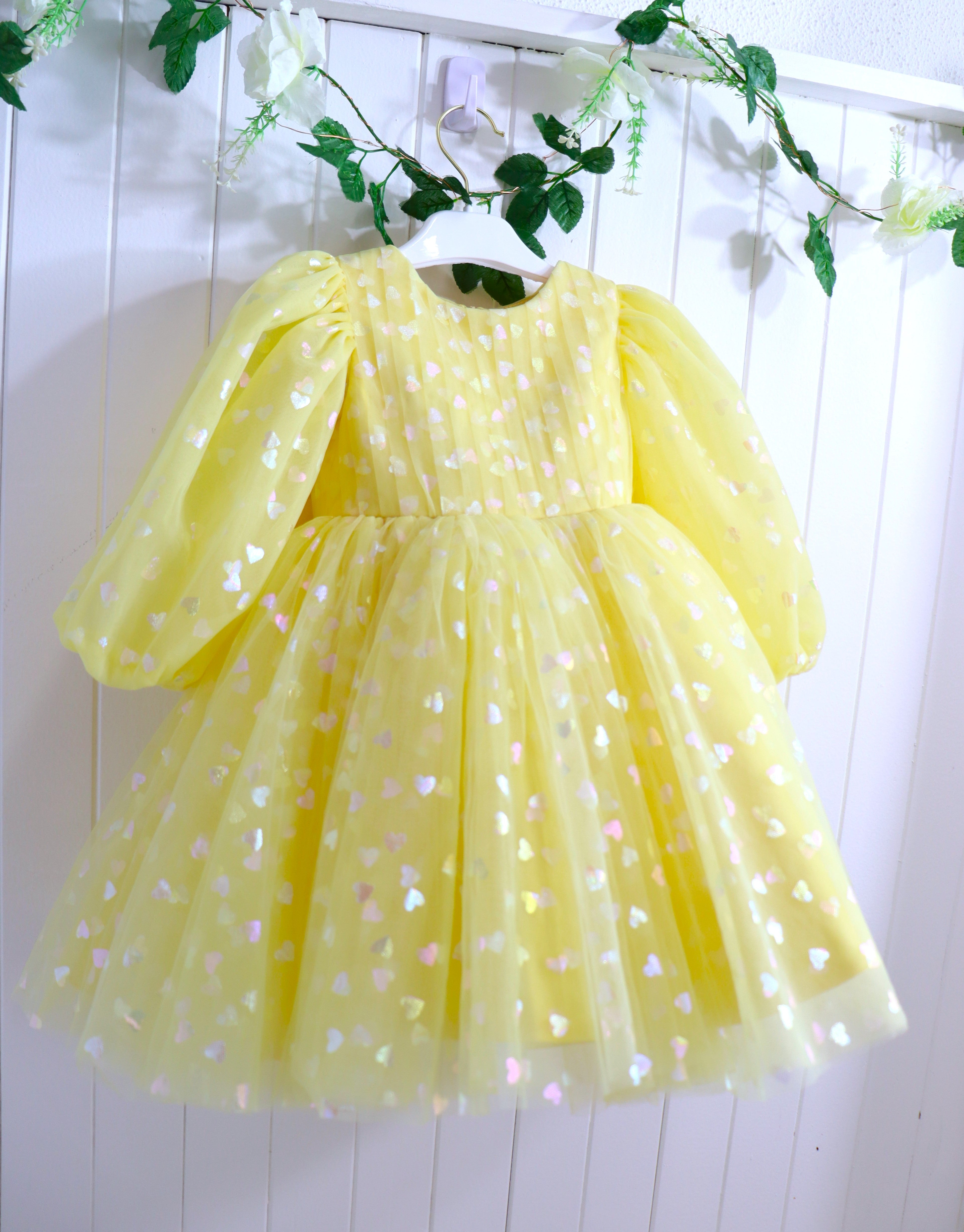 Baby Girl First Birthday Dress -Yellow/Green