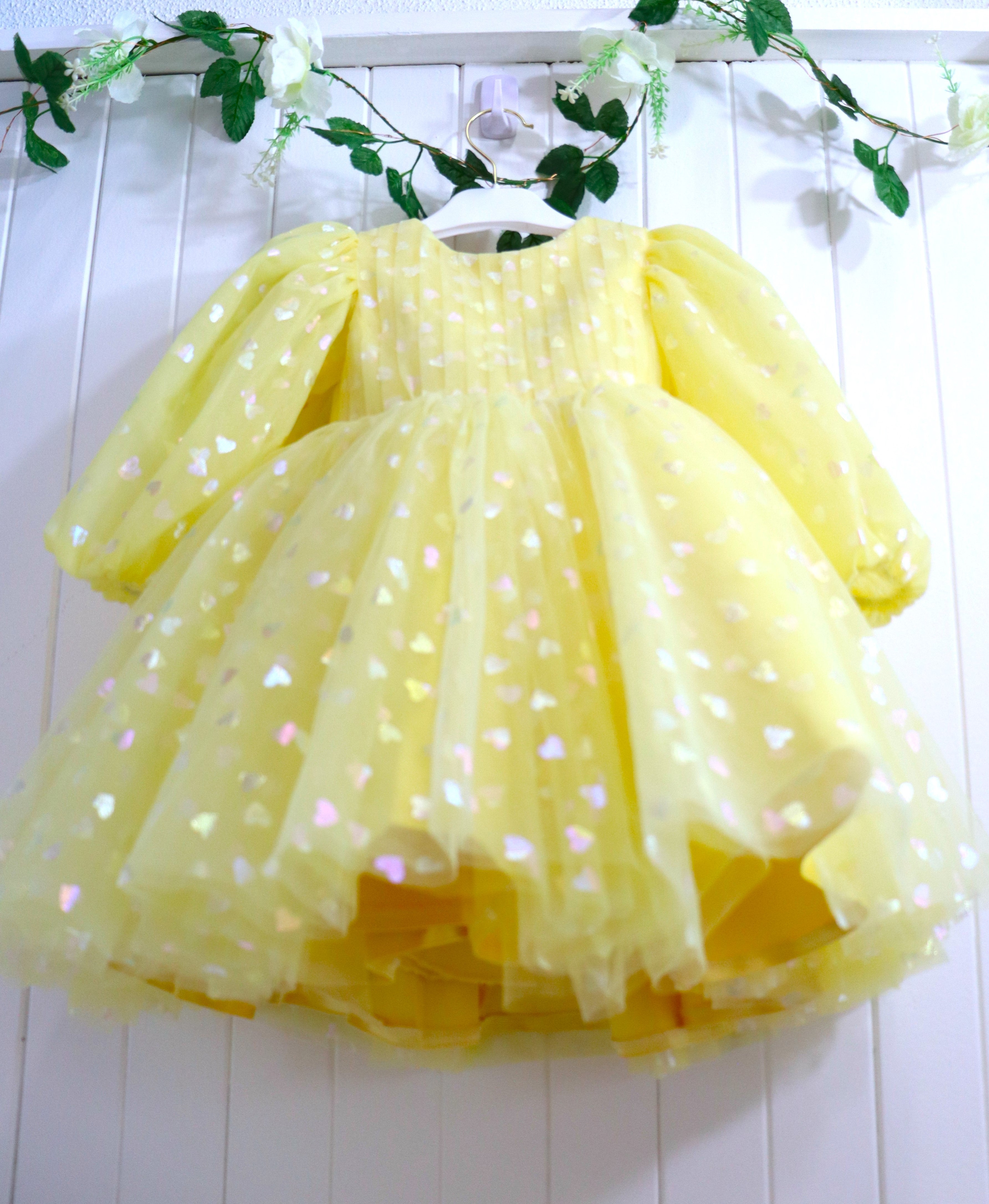 Baby Girl First Birthday Dress -Yellow/Green