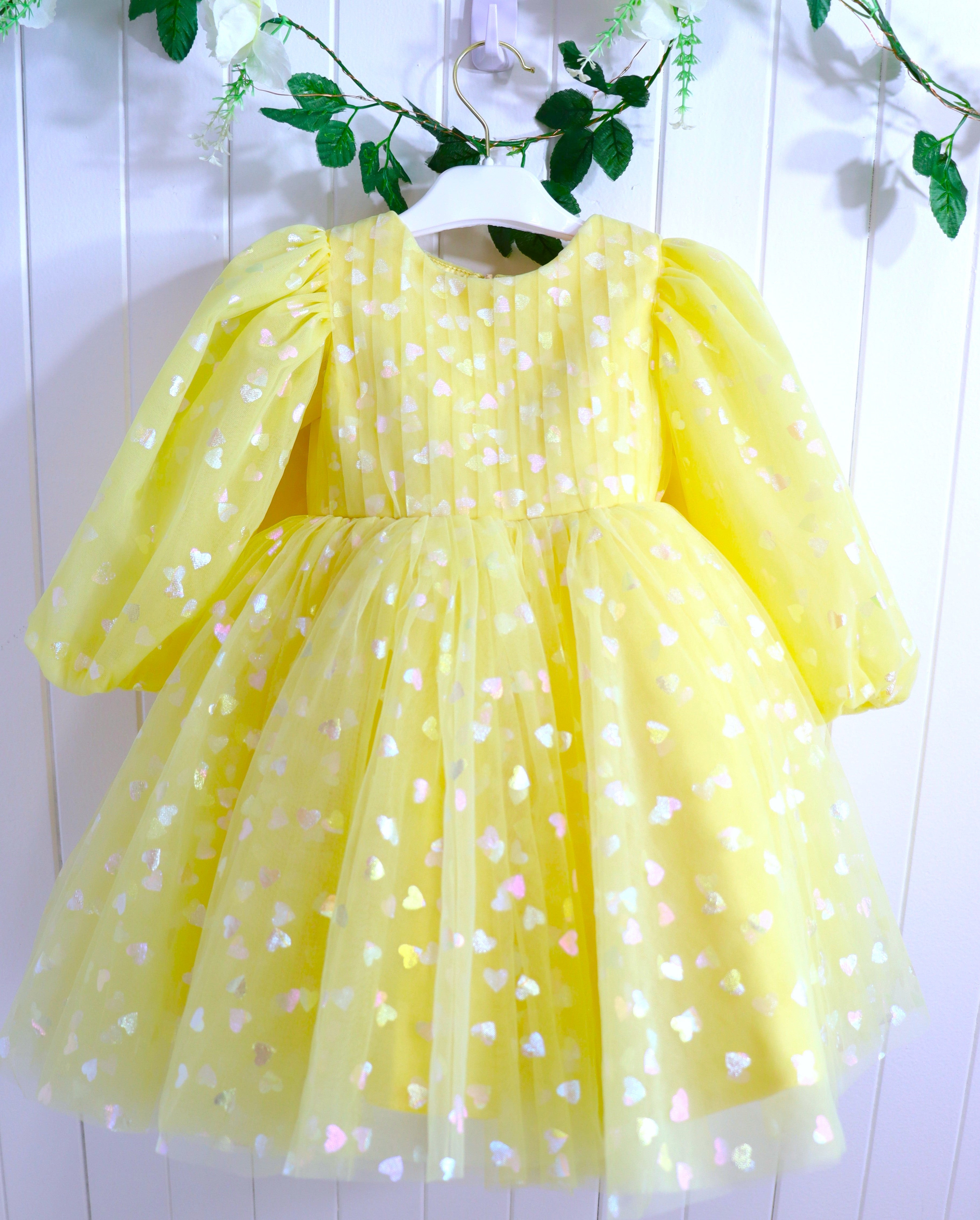 Baby Girl First Birthday Dress -Yellow/Green