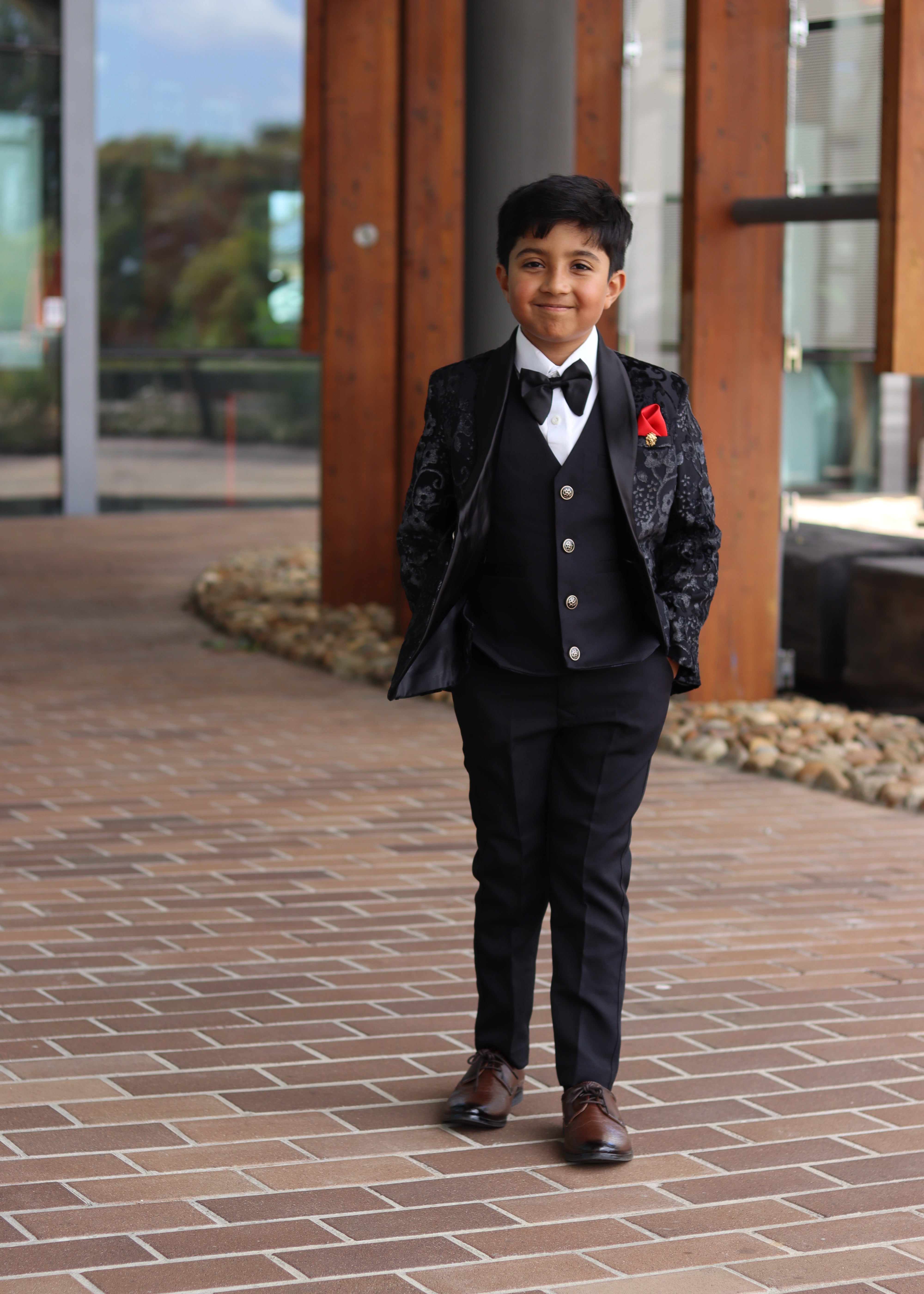 Boys Black Tuxedo Luxury Suit - Velvet Suit