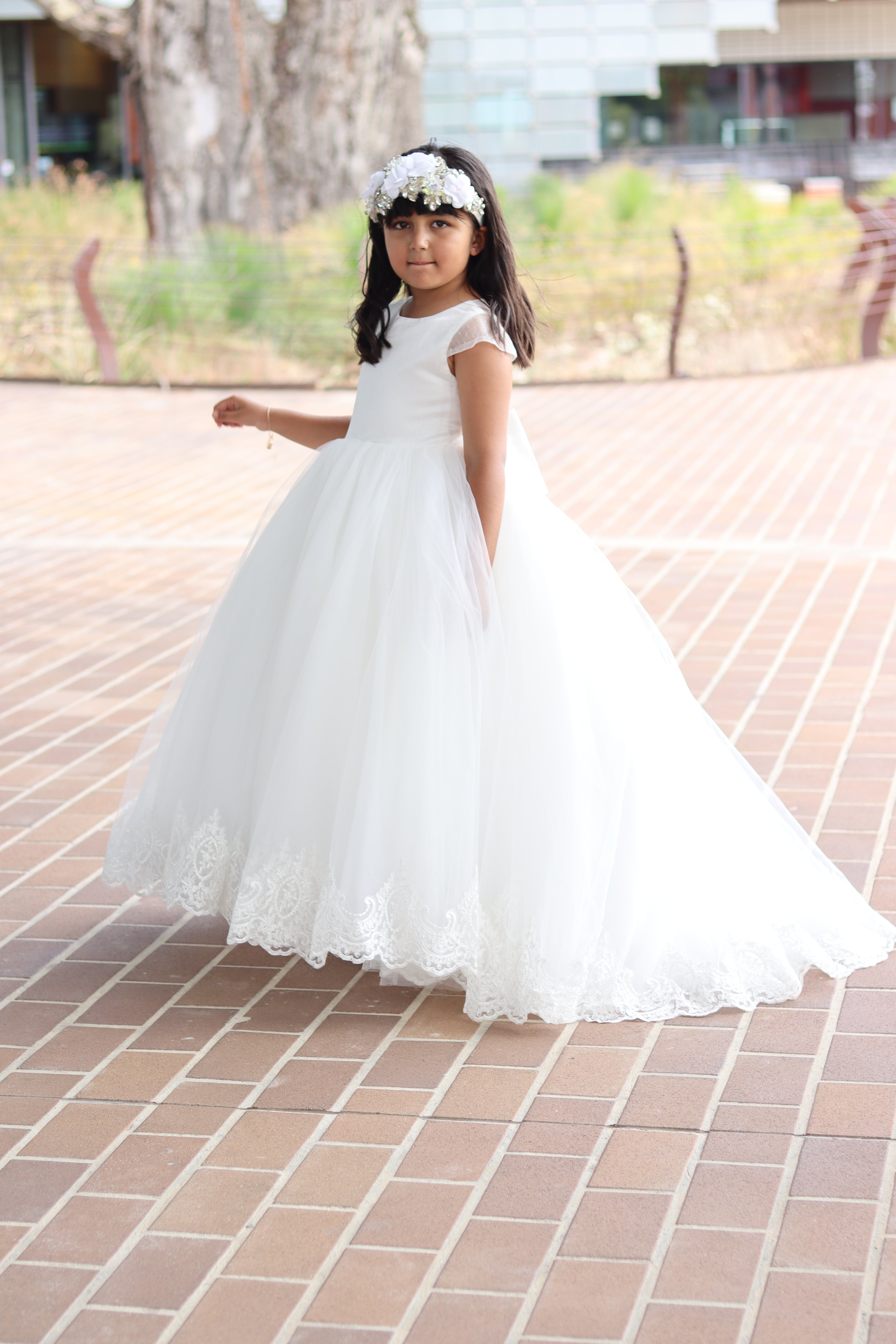 Luxury Puffy Flower Girl Dress With Train