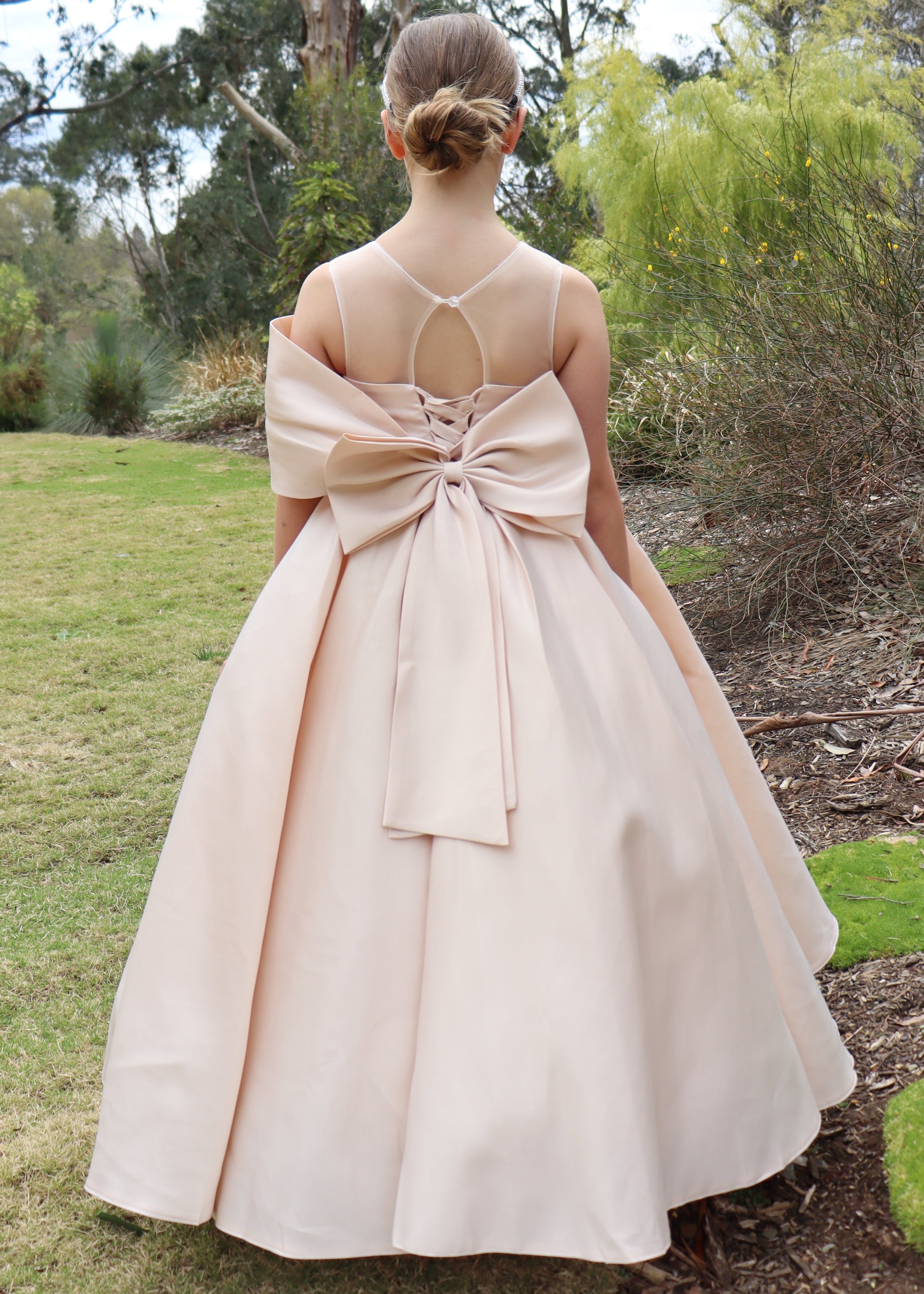 Girls Flower Girl Dress - Beige Gown