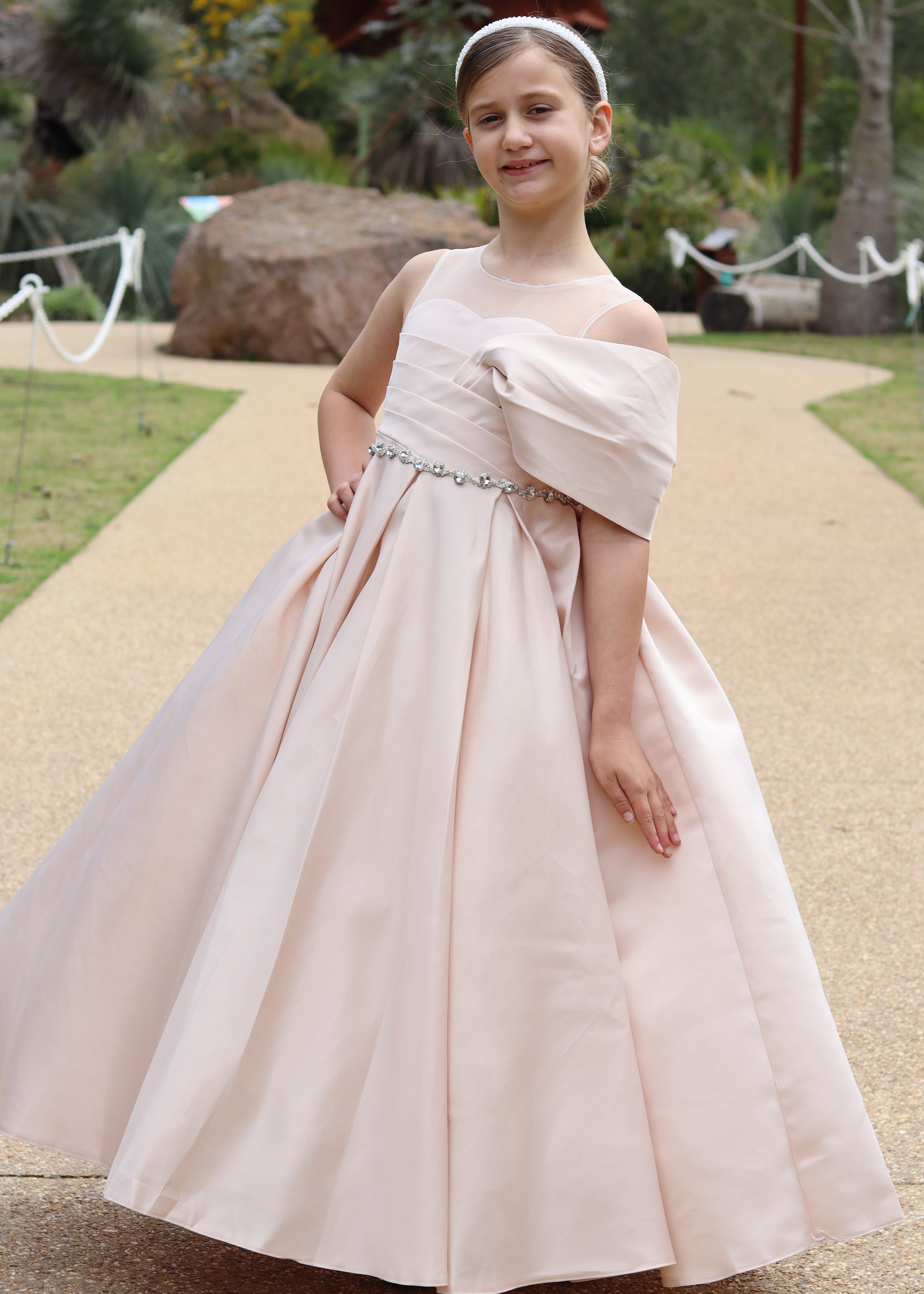 Girls Flower Girl Dress - Beige Gown