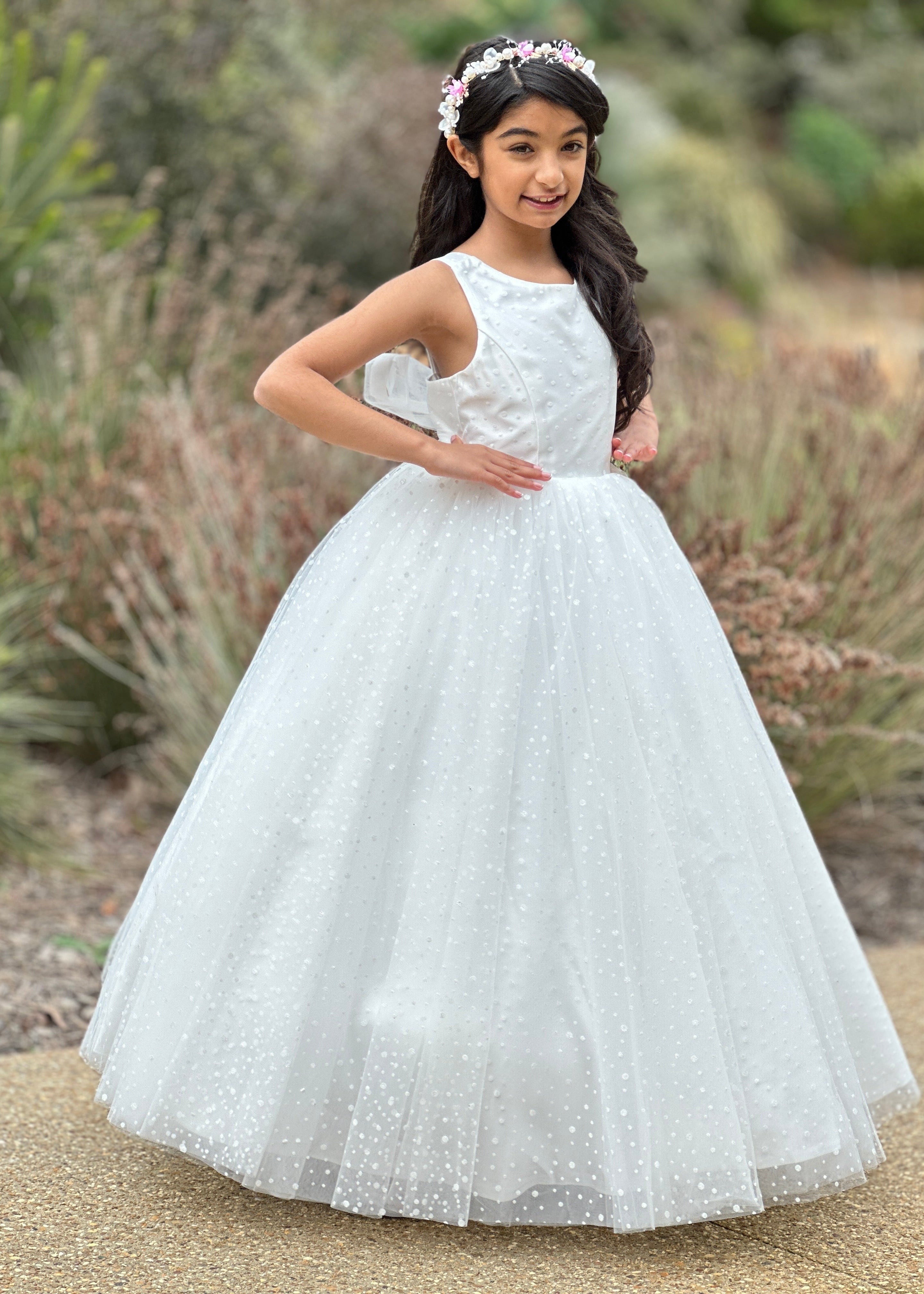 Glittery Polka Dot Flower Girl Dress