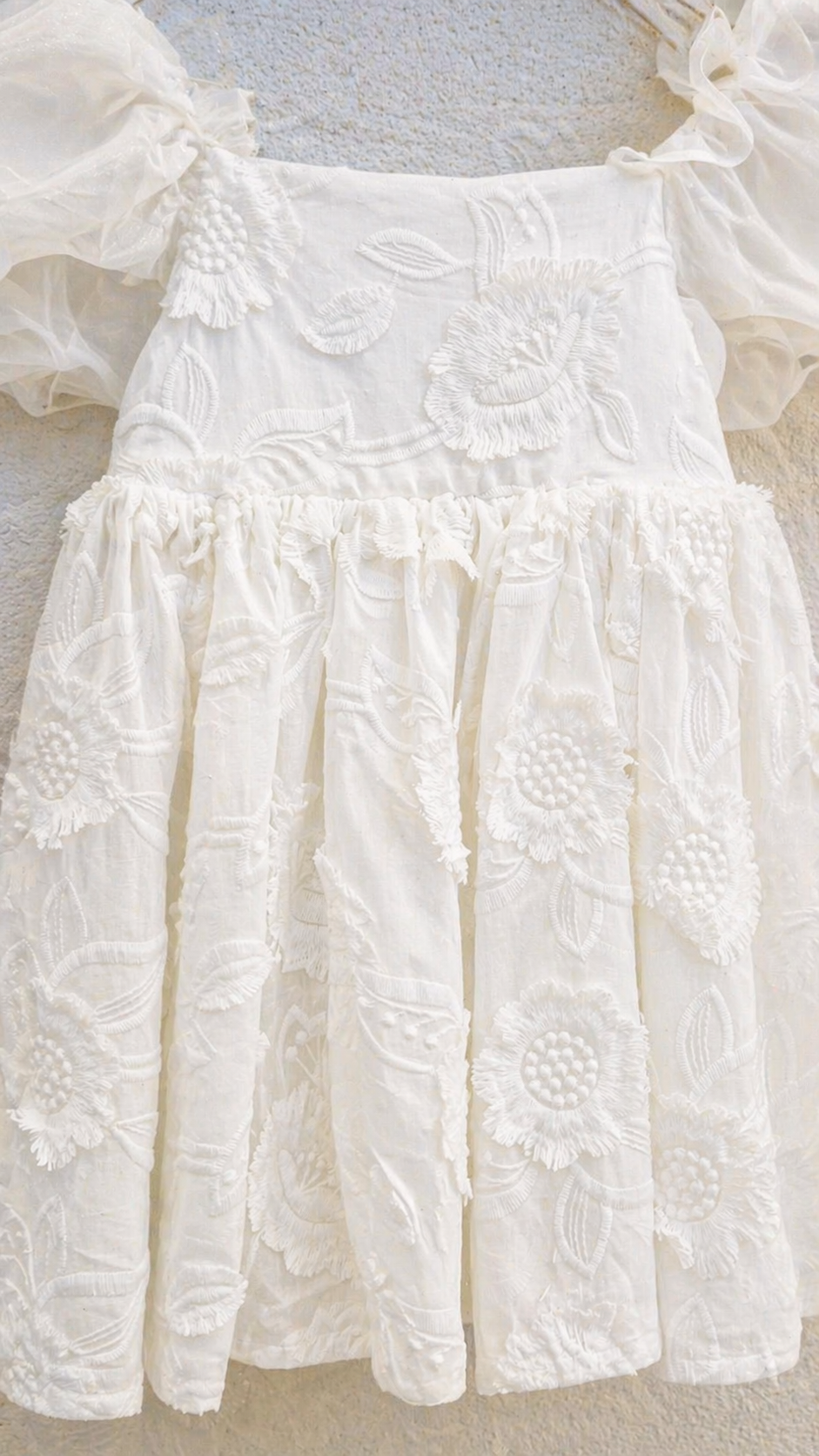 Baby Girl Puffy Sleeve Lace Romper Dress