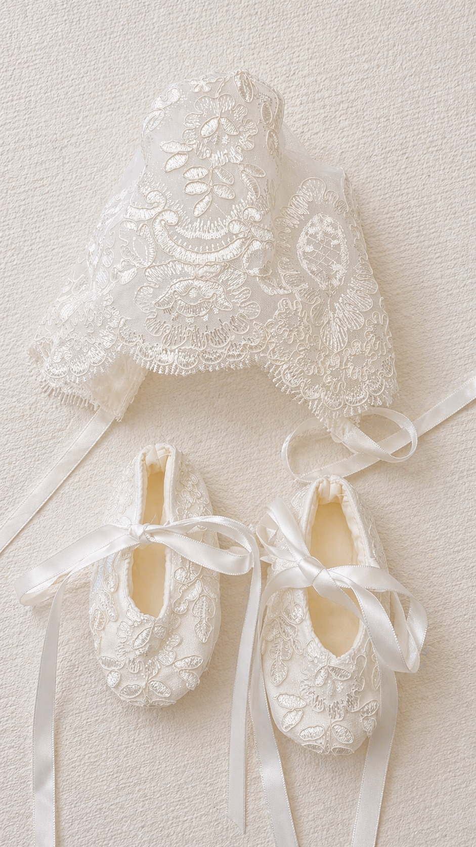 Full Sleeve Christening Dress With Sweep Train