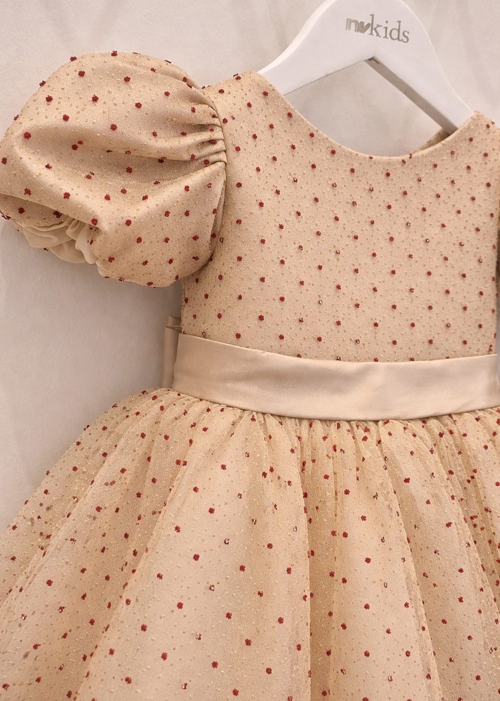 Girls Polka Dot Sparkling Dress - Gold Dress