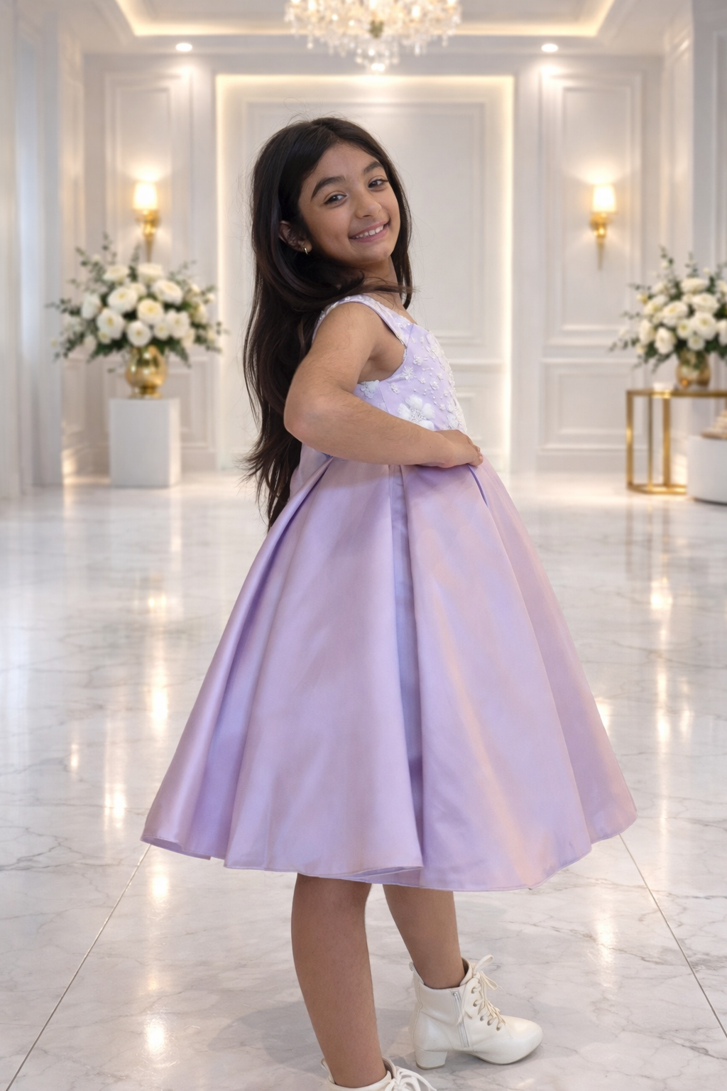 Little Girl Dress Beaded Bodice - Blue/Pink/Lilac