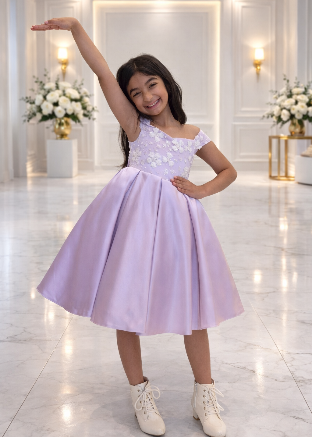 Little Girl Dress Beaded Bodice - Blue/Pink/Lilac