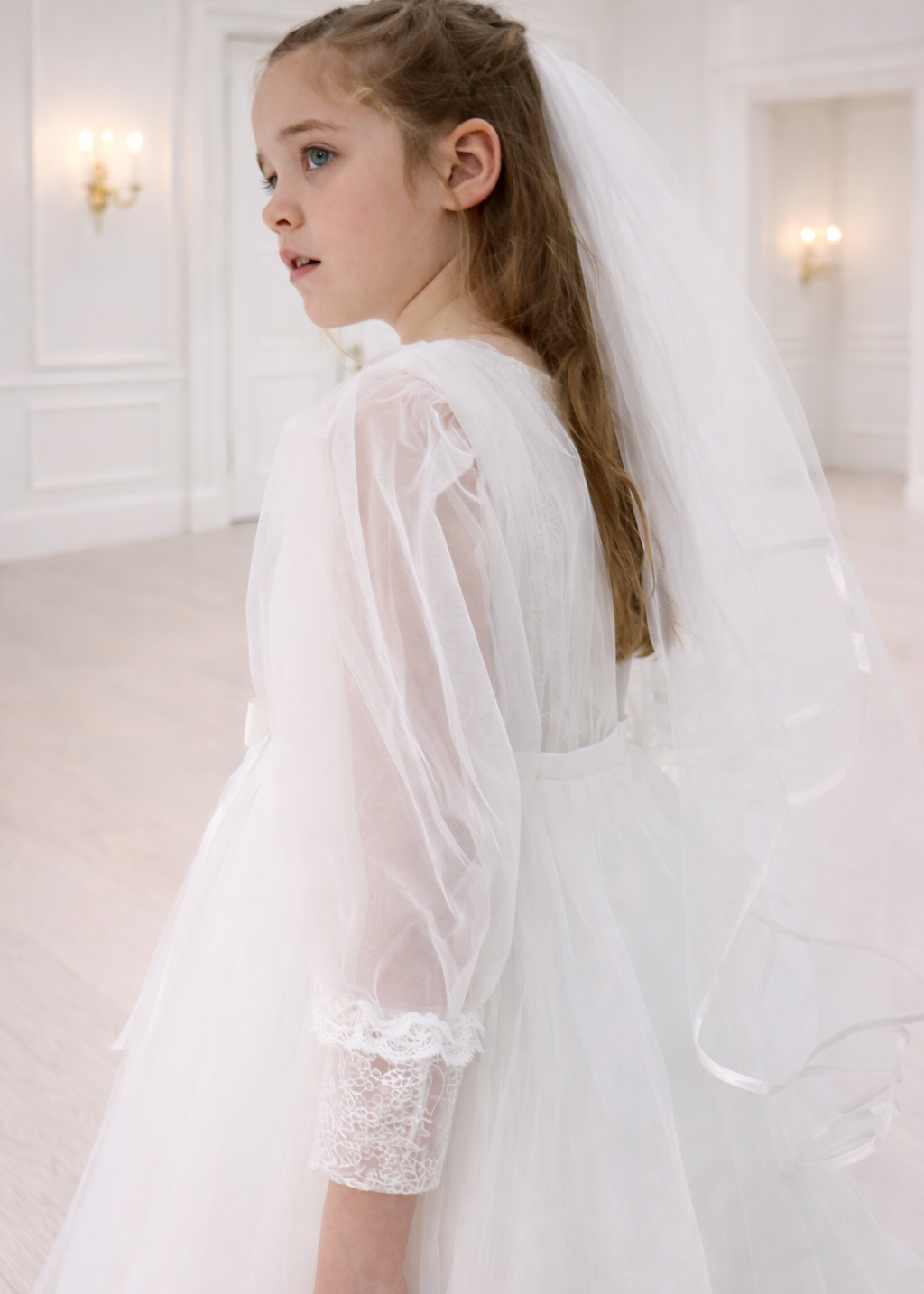 Holy Communion Dress With Train - Full Sleeve