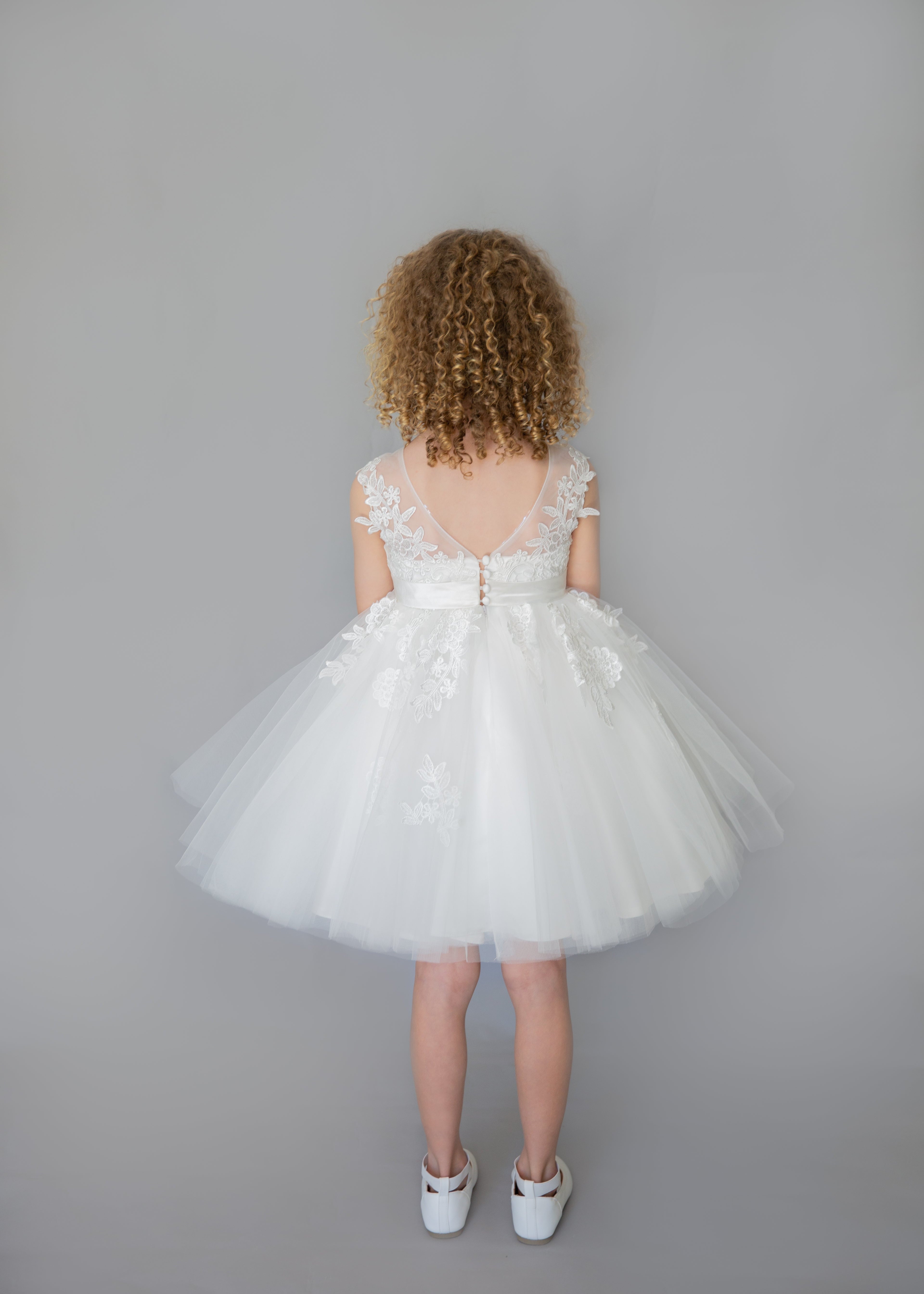 Ivory Flower Girl Dress With Lace appliques