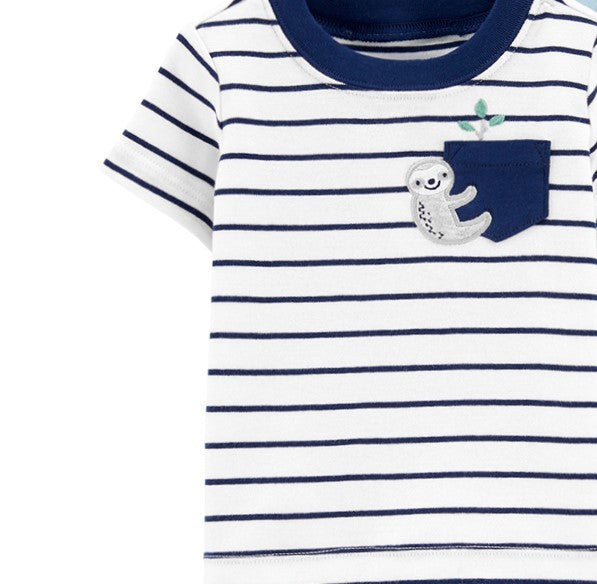 Boys Polo Tee Shorts 3piece Set 100% Cotton - Blue