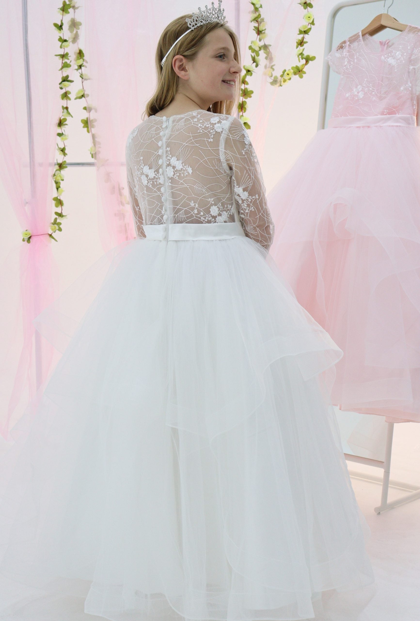 Luxury Handmade Lexi Flower Girl Dress Full Sleeve