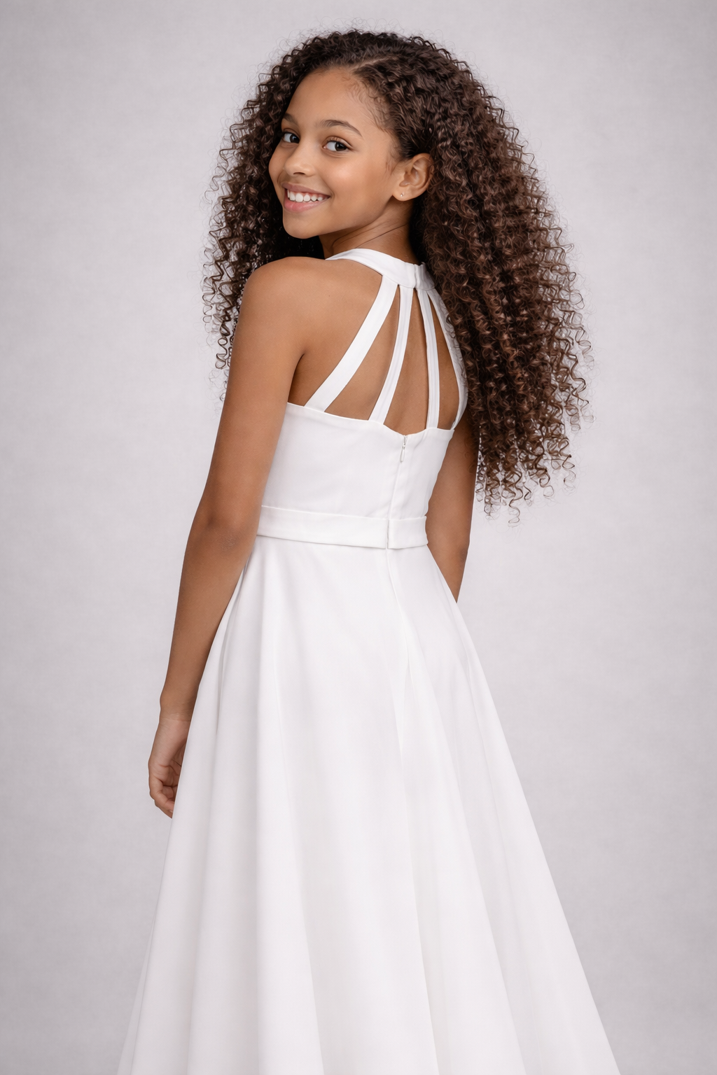 Lily Chiffon Dress Ivory - Strap Back