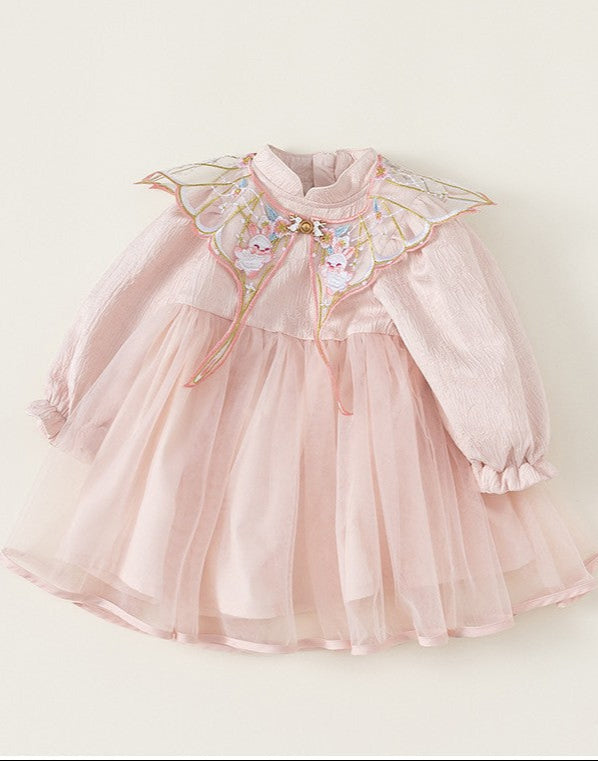 Little Girl Full Sleeve Peach Dress