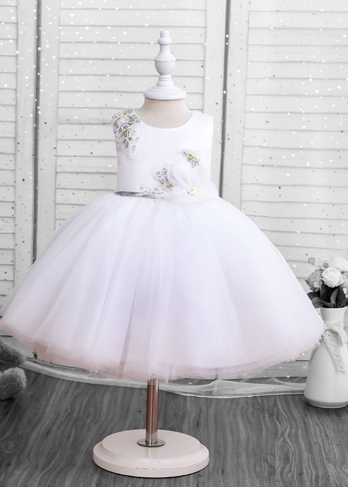 Little Girl White Dress - Puffy Dress