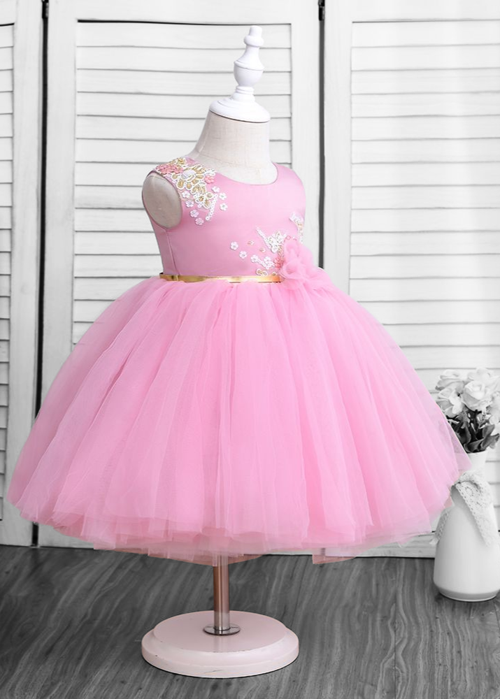 Little girl puffy dress  dusty pink dress