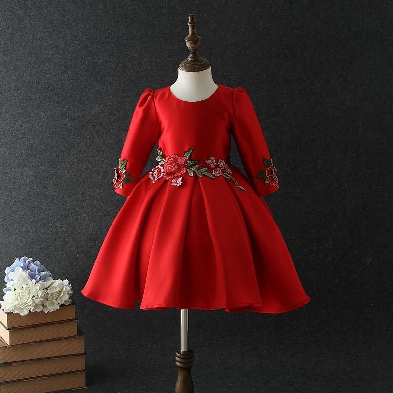 Classy Silk Cotton Red Dress - Christmas Dress