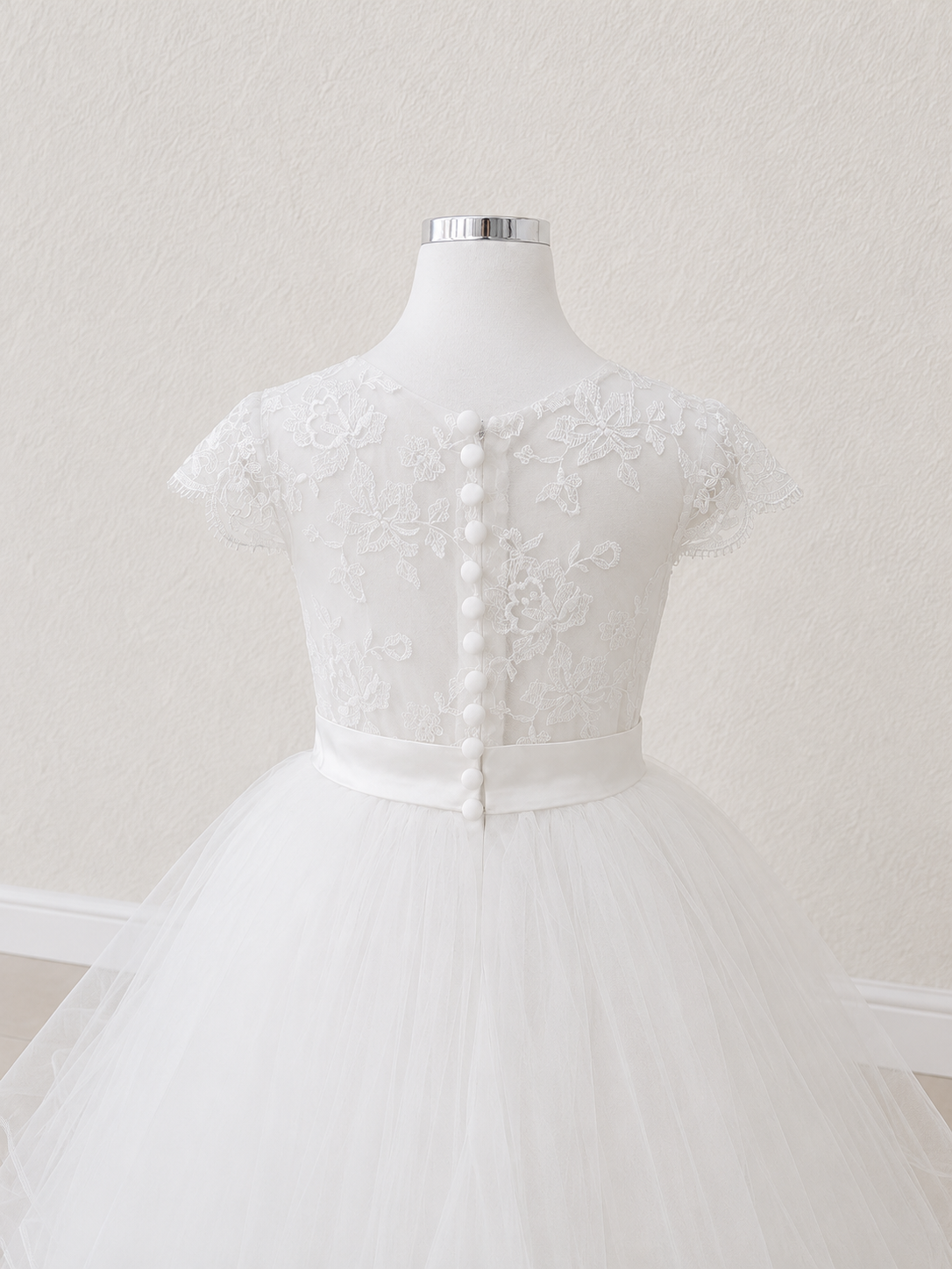 Luxury Handmade Flower Girl Dress with Horsehair Trim