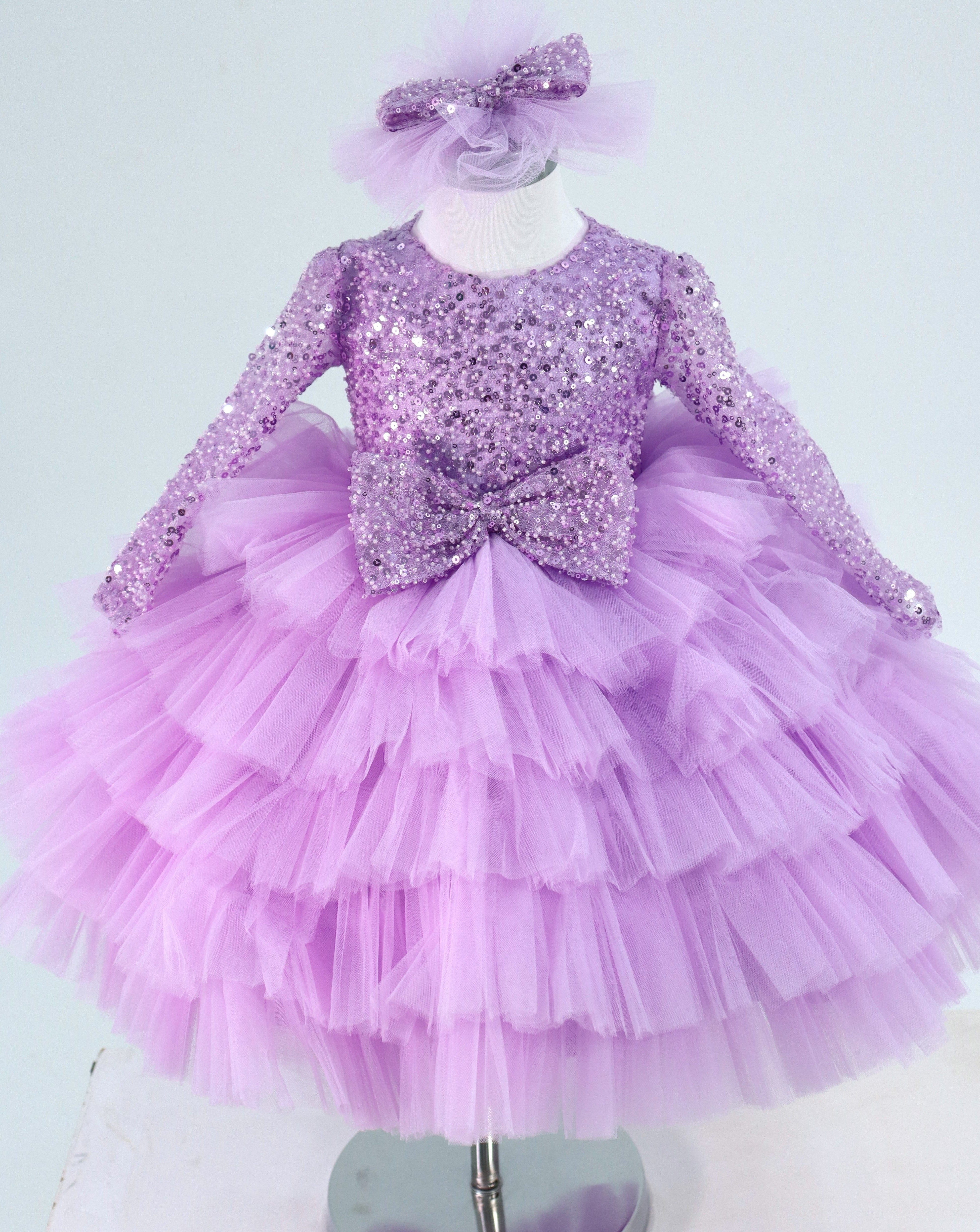 First Birthday Princess Dress For Baby Girl- Lilac
