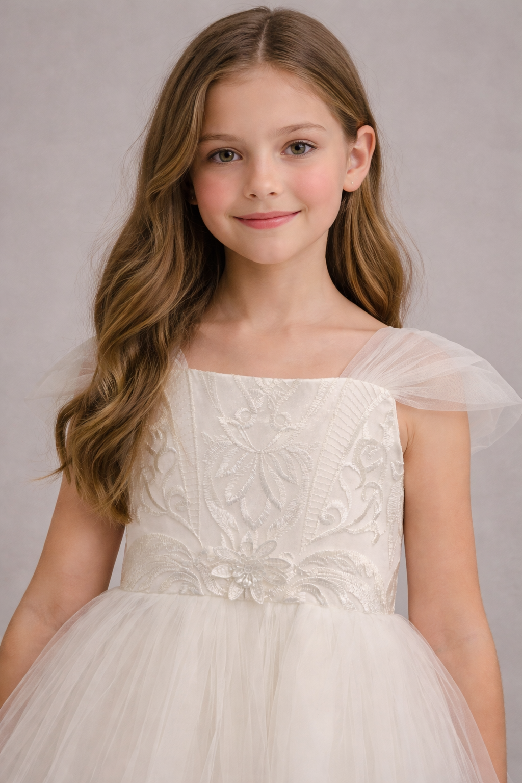 Mia Ivory Flower Girl Dress - Lace Tulle dress