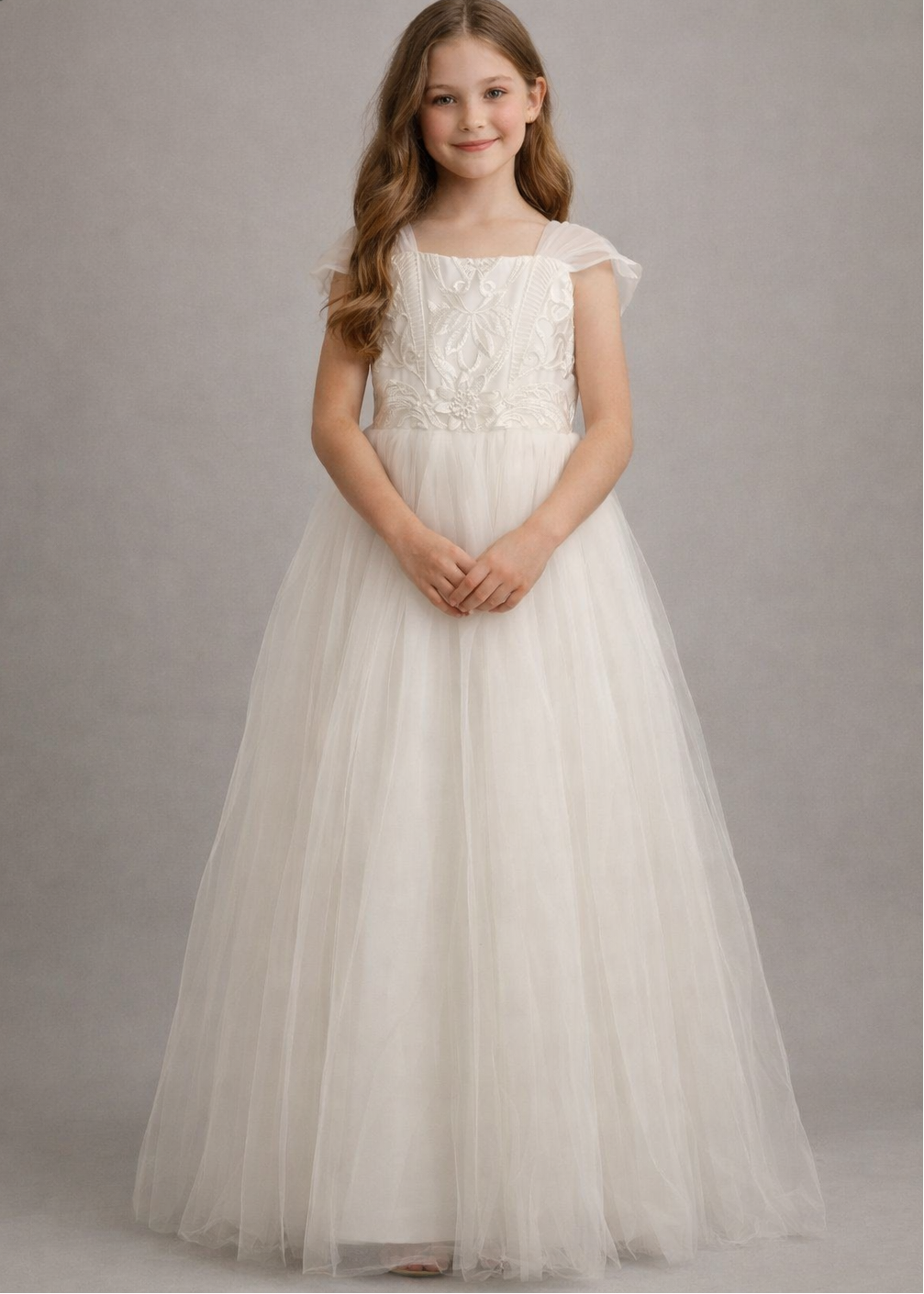 Mia Ivory Flower Girl Dress-Lace Tulle dress