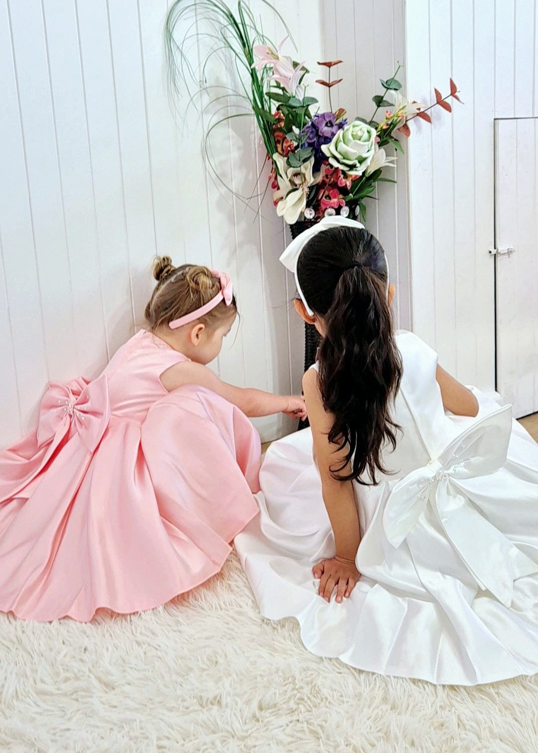 Maeve Dress With Headband- Pearls and Bow