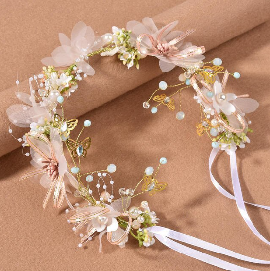 Pearl Flower Pink Head Piece