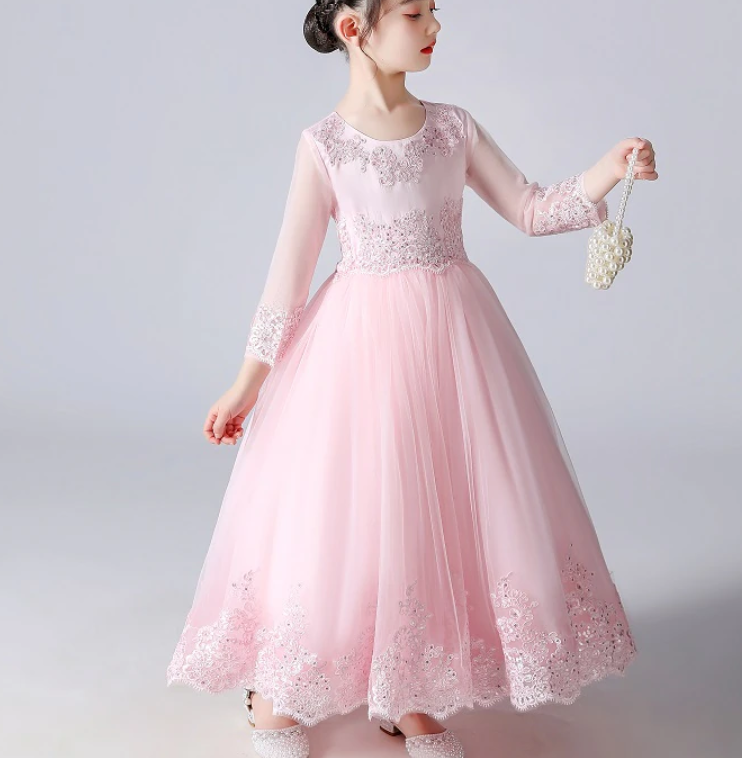 Long Sleeve Pink Gown