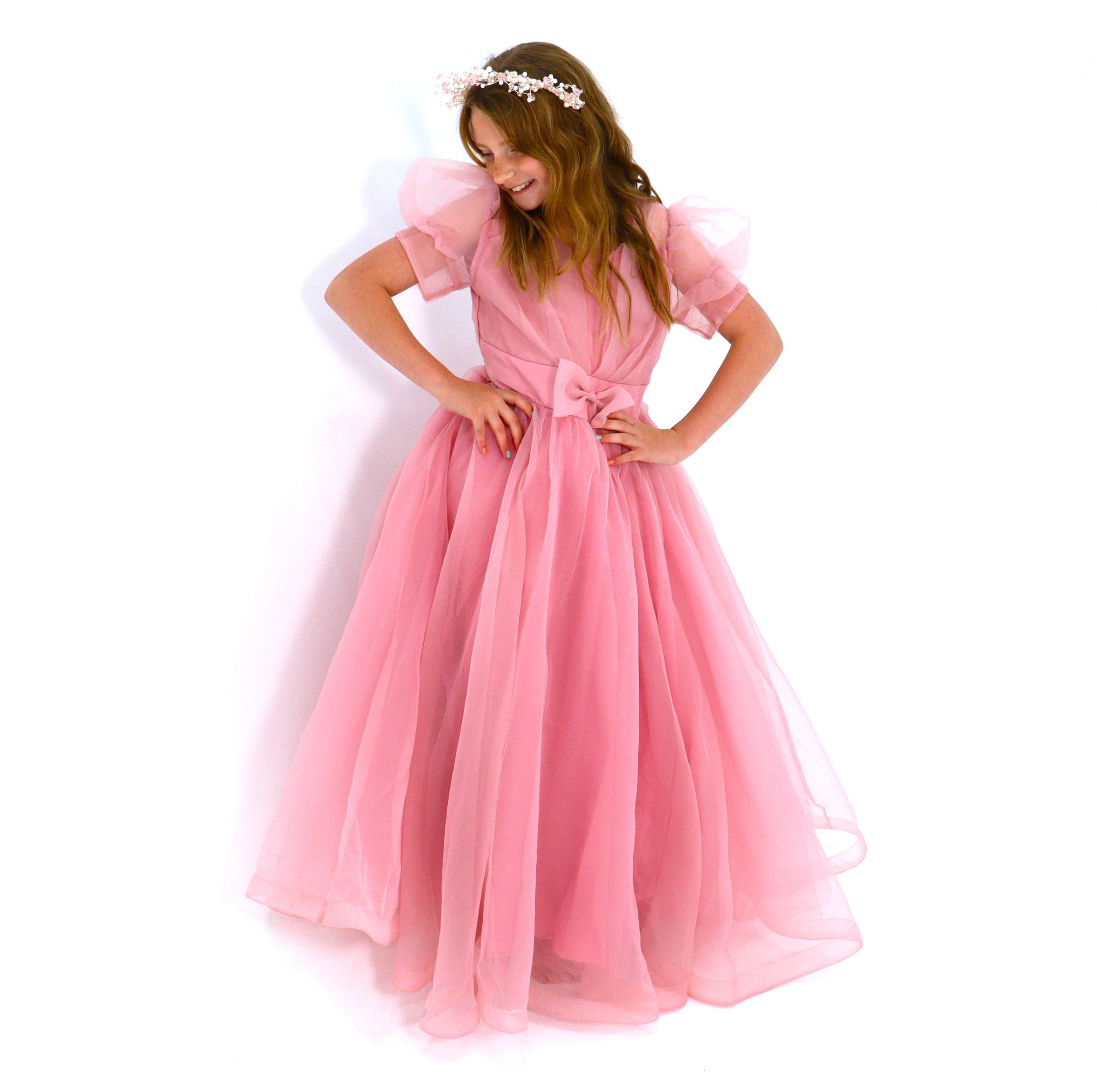 Flower Girl Pink Gown - Puffy Sleeves