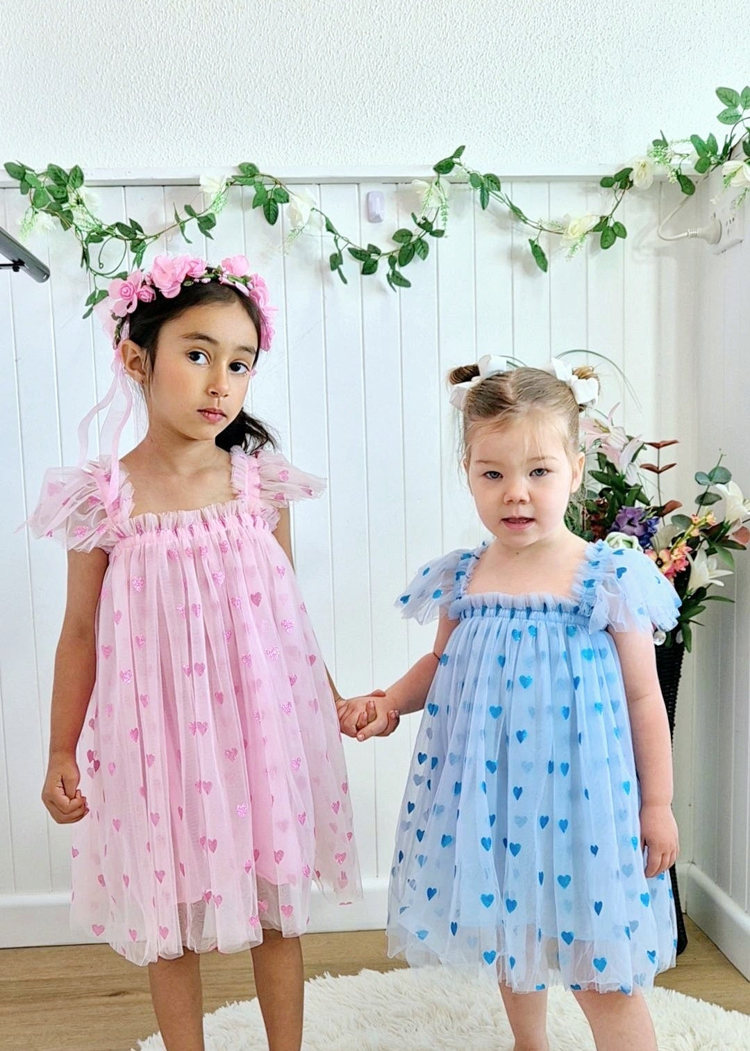Girls Pink Dress - Love Heart Dress