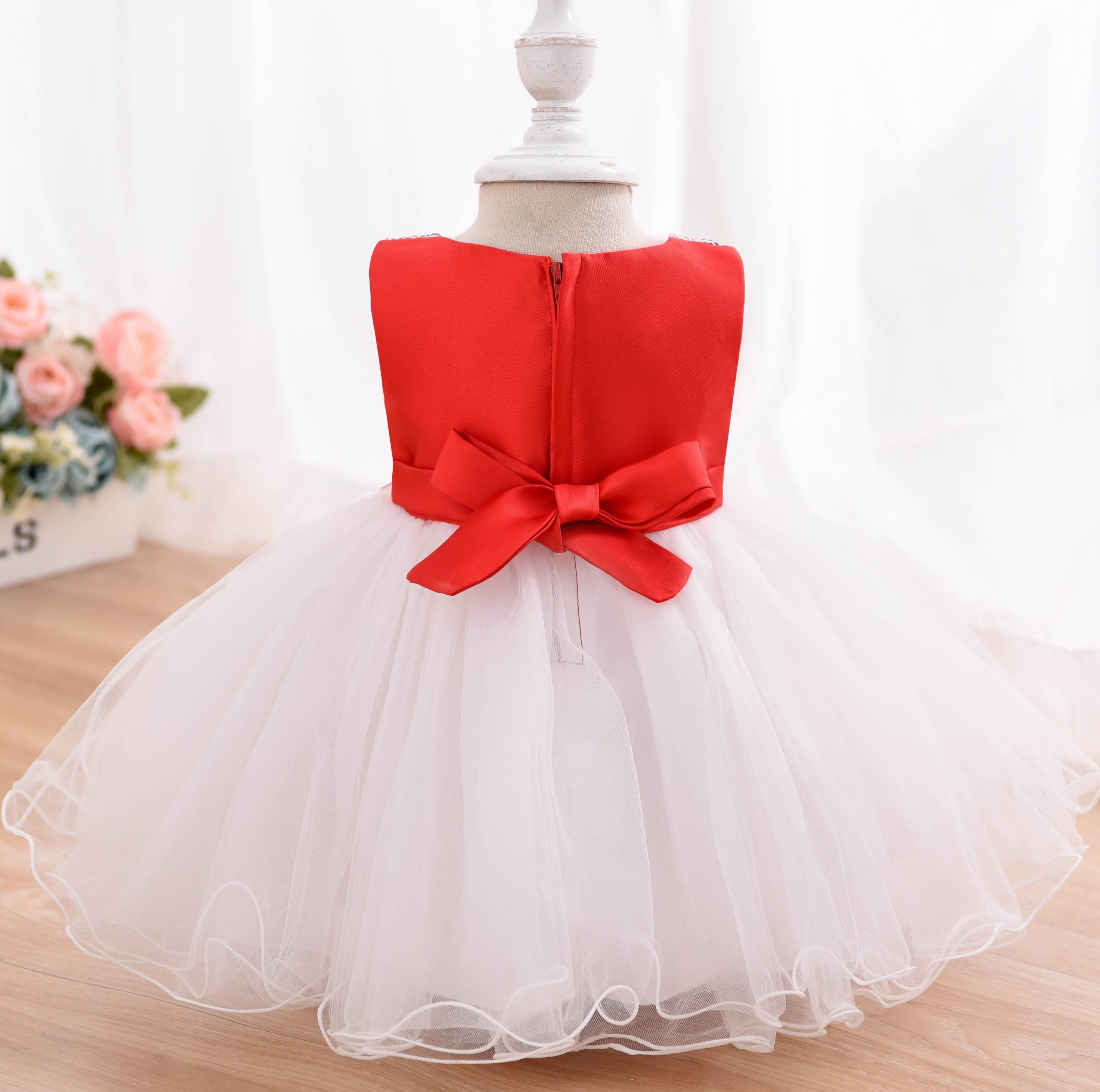 Baby Girl Red/White Tutu With Headband
