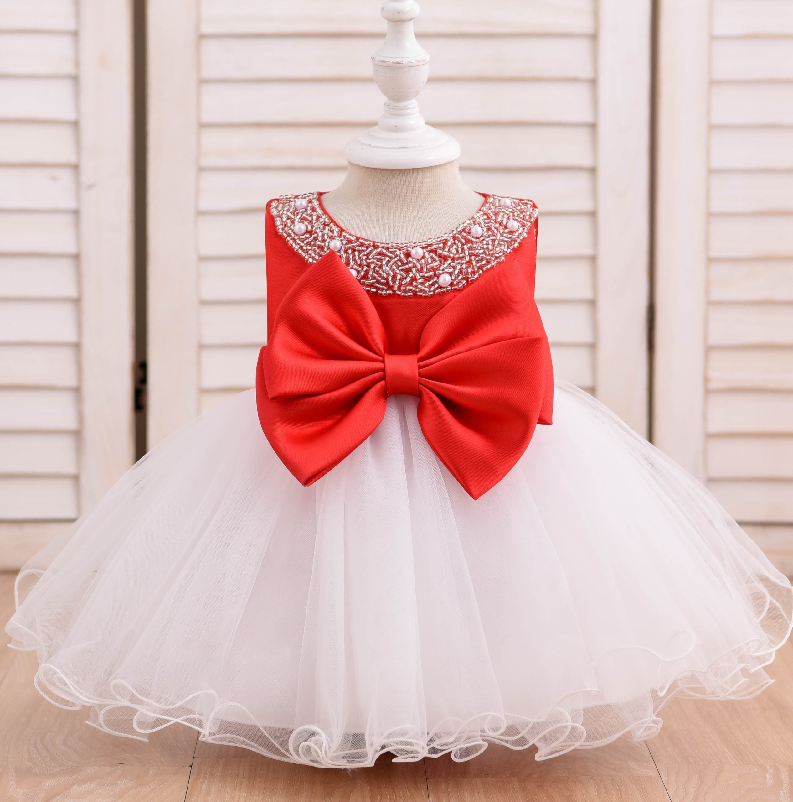 Baby Girl Red/White Tutu With Headband