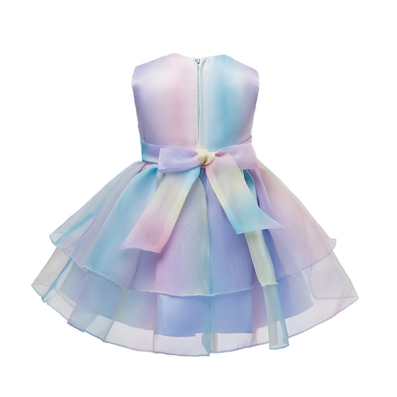 Rainbow Baby Girl Dress With HeadBand