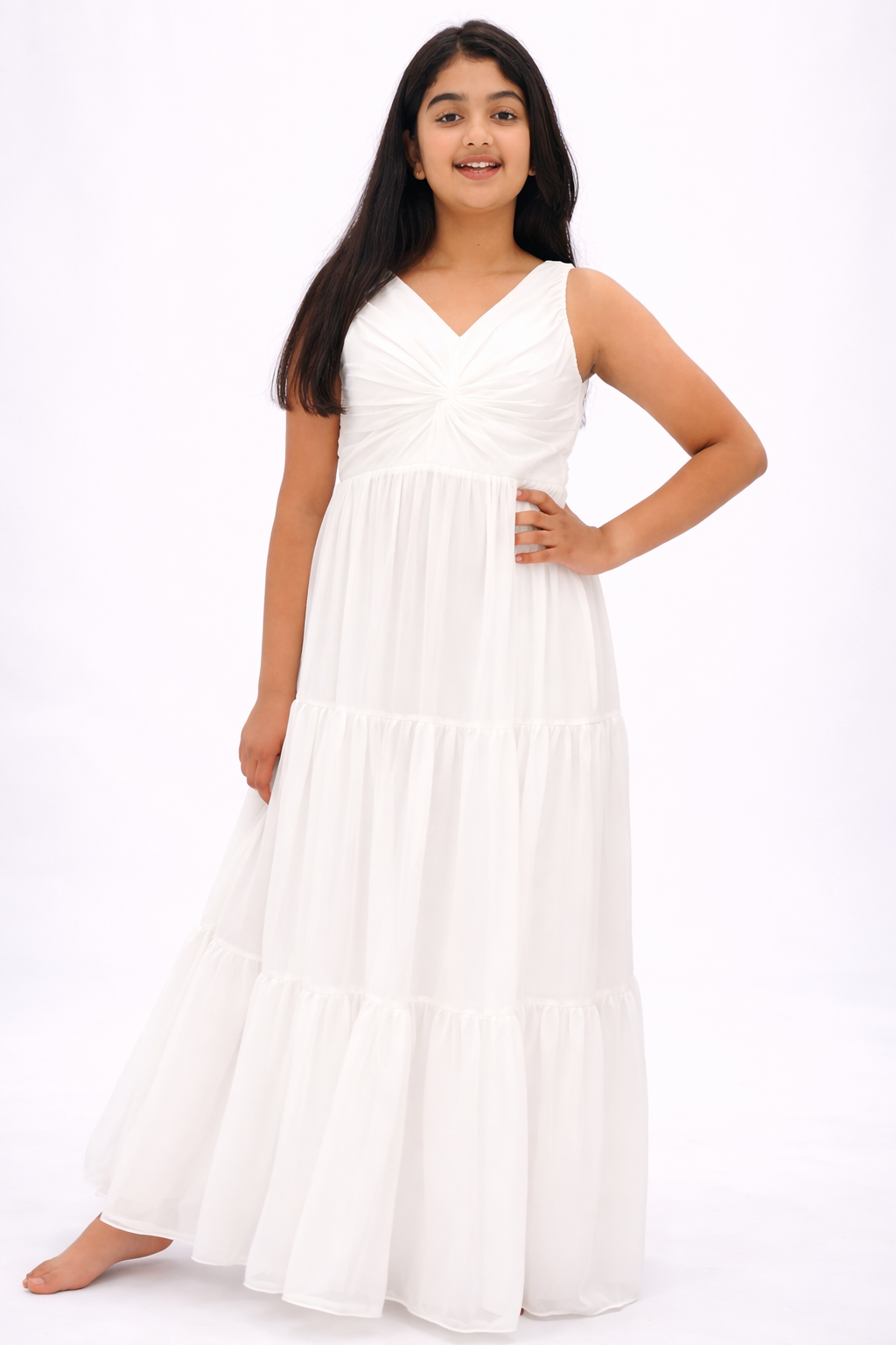 Saira Chiffon Dress - White Dress