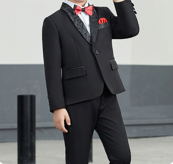 Boy Wedding Black Tuxedo Suit 3pc Set
