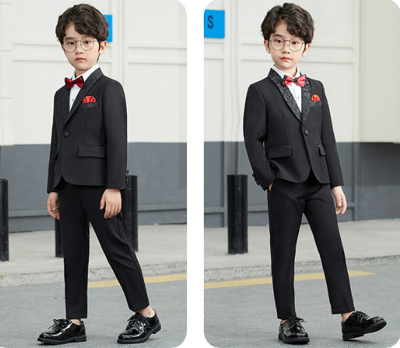Boy Wedding Black Tuxedo Suit 3pc Set