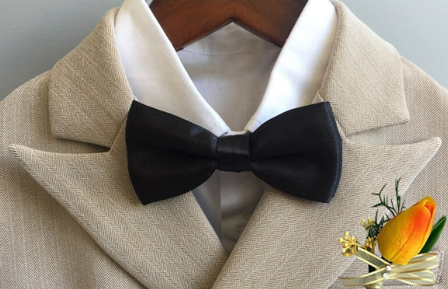 Little Boy Wedding Suit 6Pcs Set - Boys Beige Suit Set