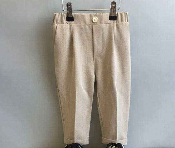 Little Boy Wedding Suit 6Pcs Set - Boys Beige Suit Set