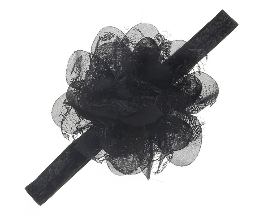 1Pcs Baby Girls Black Big Flower Headband