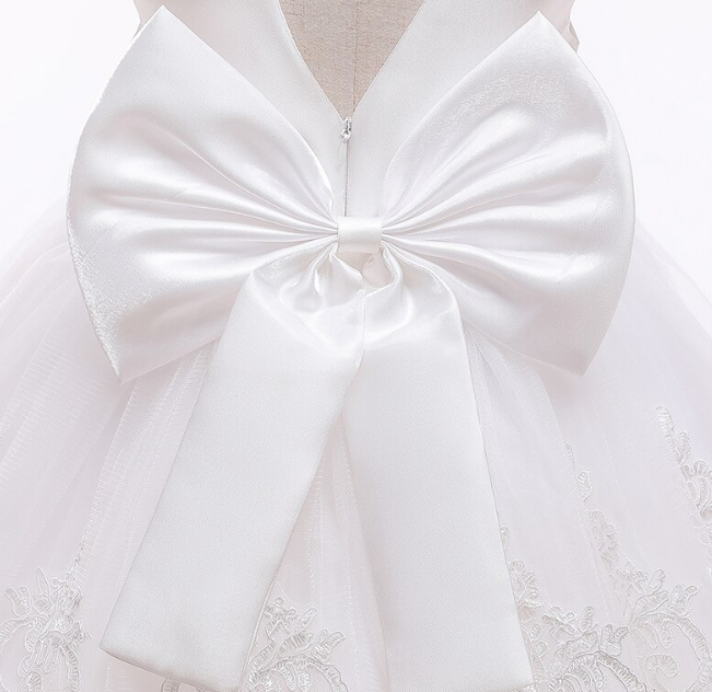 Baby Girl Baptism Dress - Lace Trim Dress