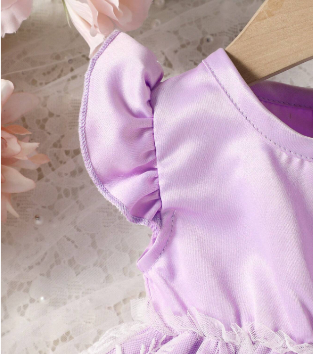 Ruffle Lace Baby Girl Dress - Purple